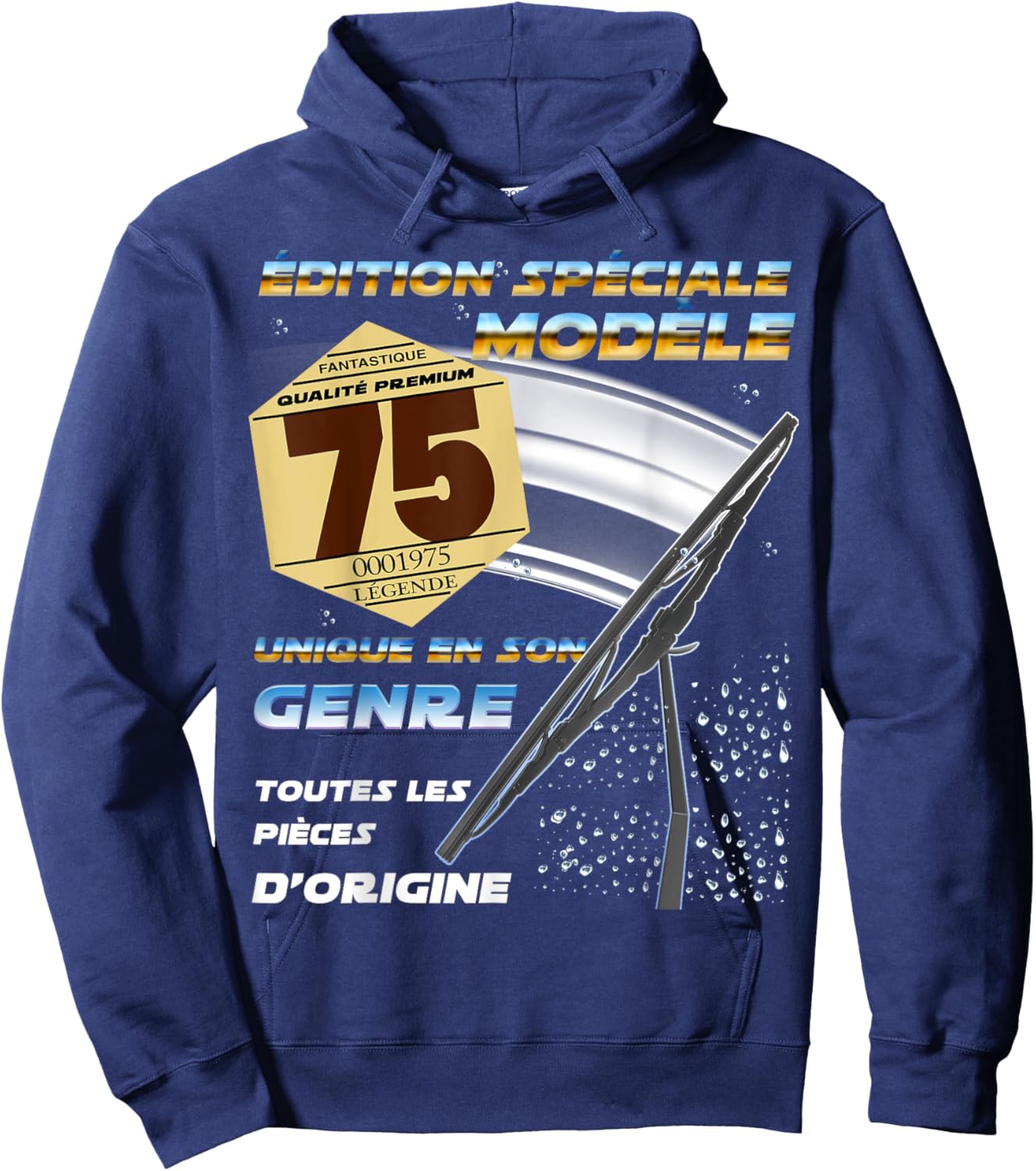 Birthday 50 Years Man Woman Vignette Auto 75 1975 , Black, S Hoodie - Hoodie | Navy