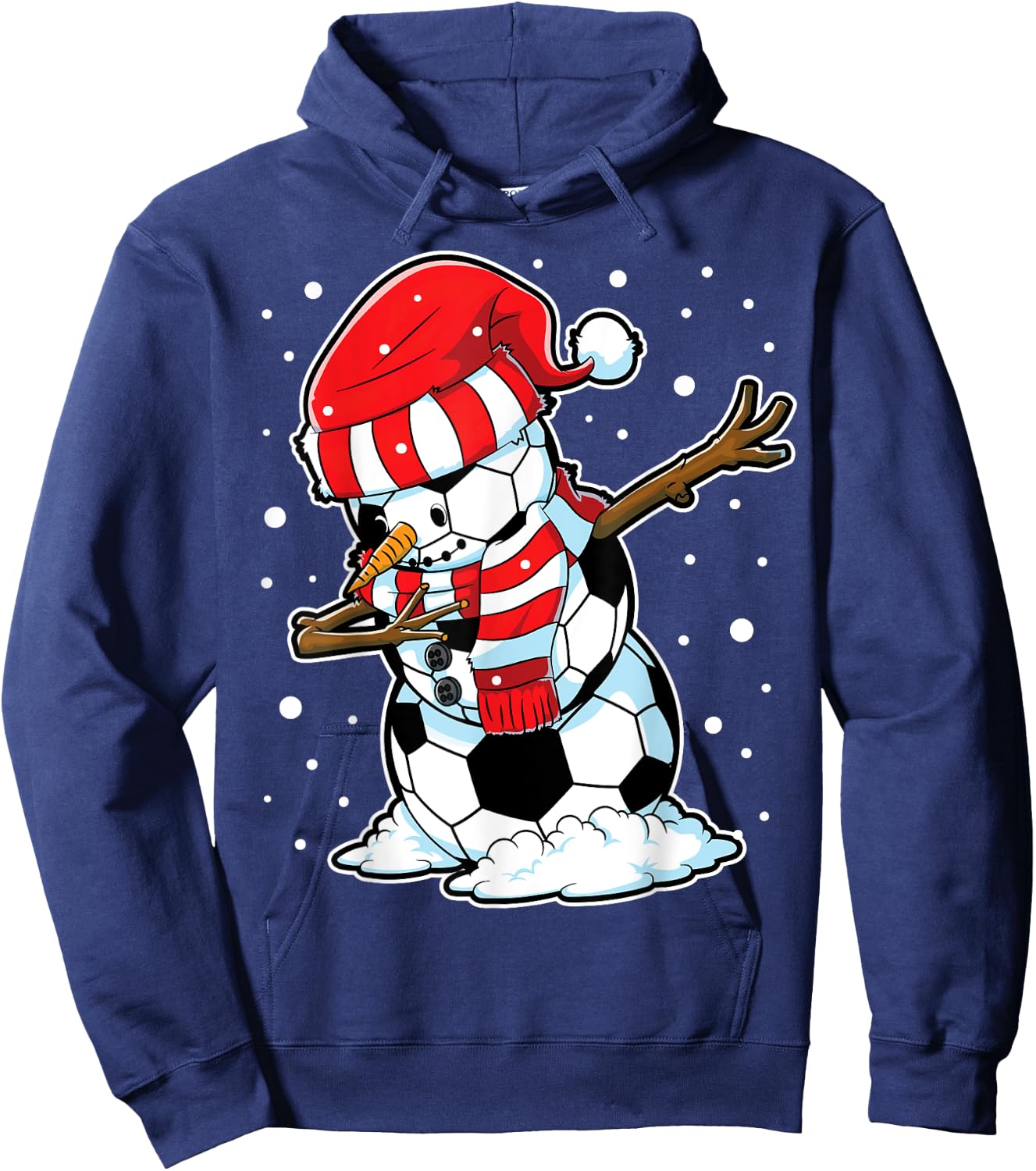 Soccer Christmas Snowman Dabbing Ball Santa Boys Girls Men Hoodie - Hoodie | Navy