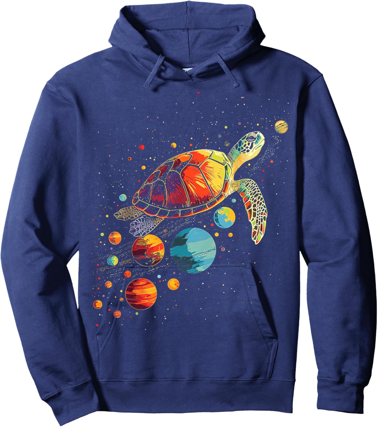Turtler Planets Art Animal Colorful Graphic Turtle Hoodie - Hoodie | Navy