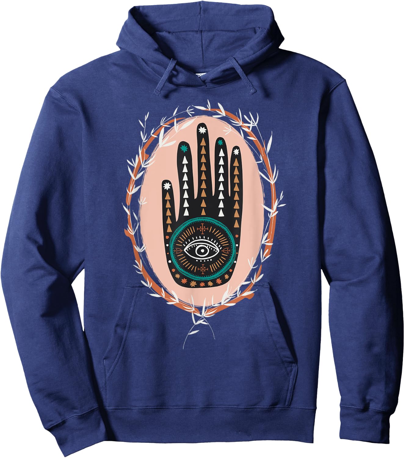 Hamsa Hand of Fatima Henna Tribal Boho Graphic Girl Women Hoodie - Hoodie | Navy