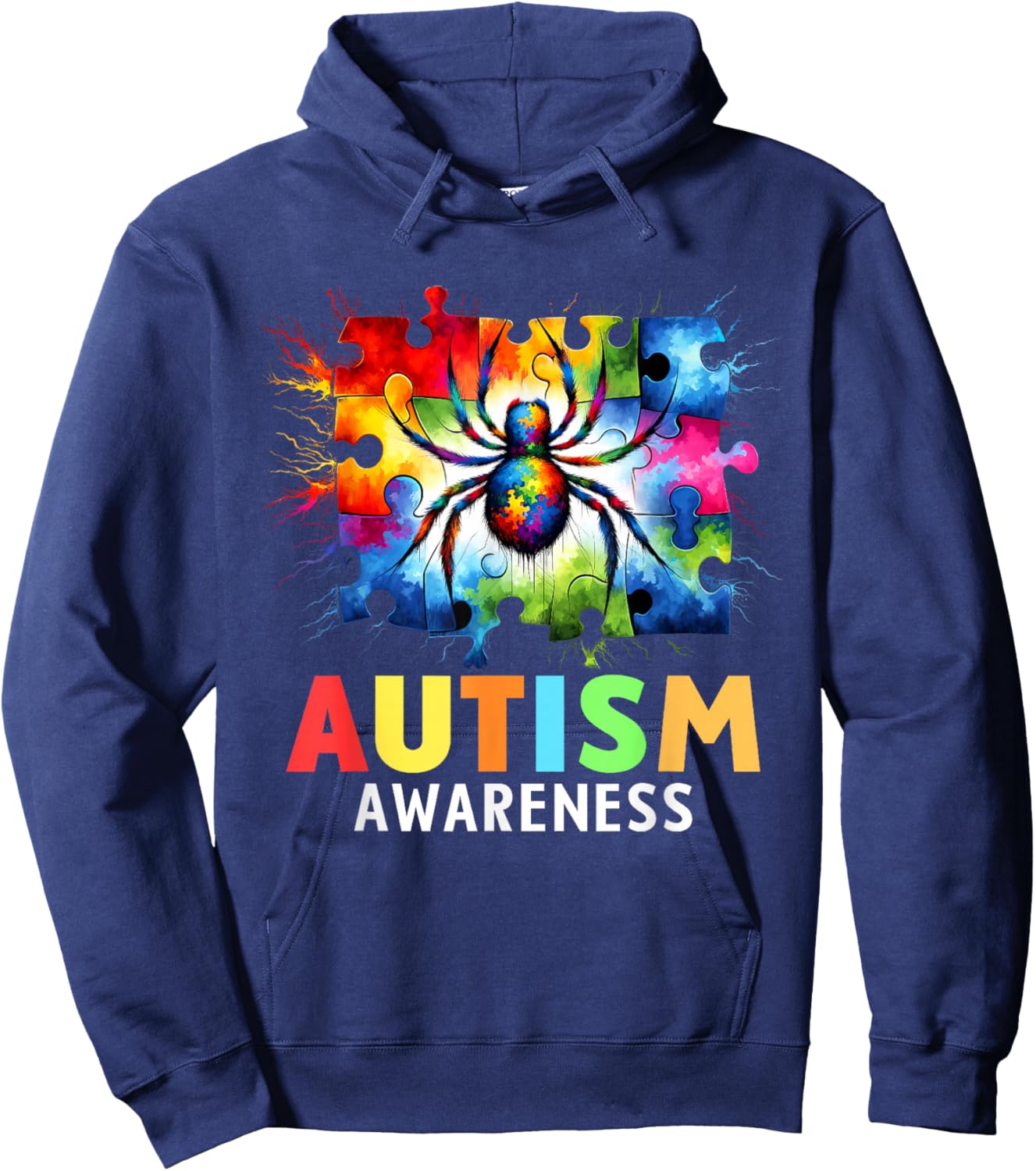 Spider Autism Awareness Autistic Colorful Hoodie - Hoodie | Navy