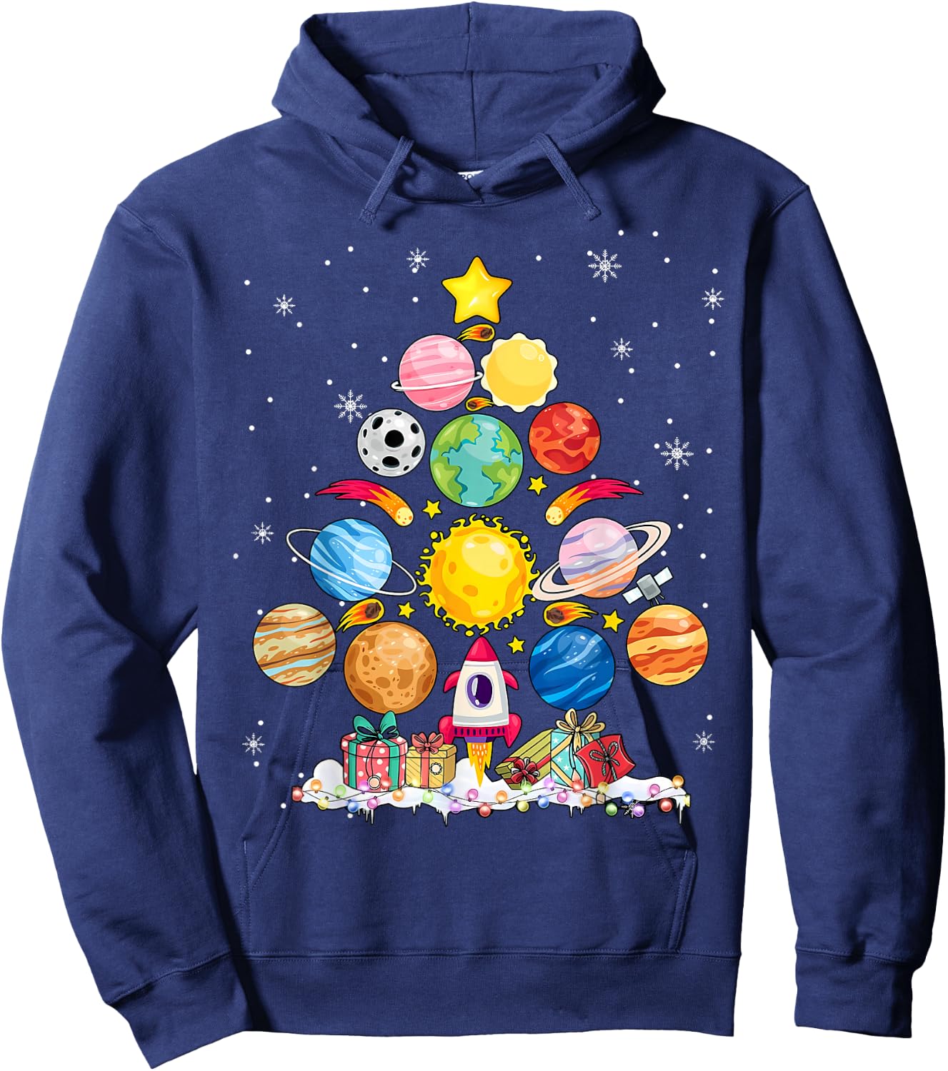 Solar System Christmas Tree Planet Astronomy Science Teacher Hoodie - Hoodie | Navy