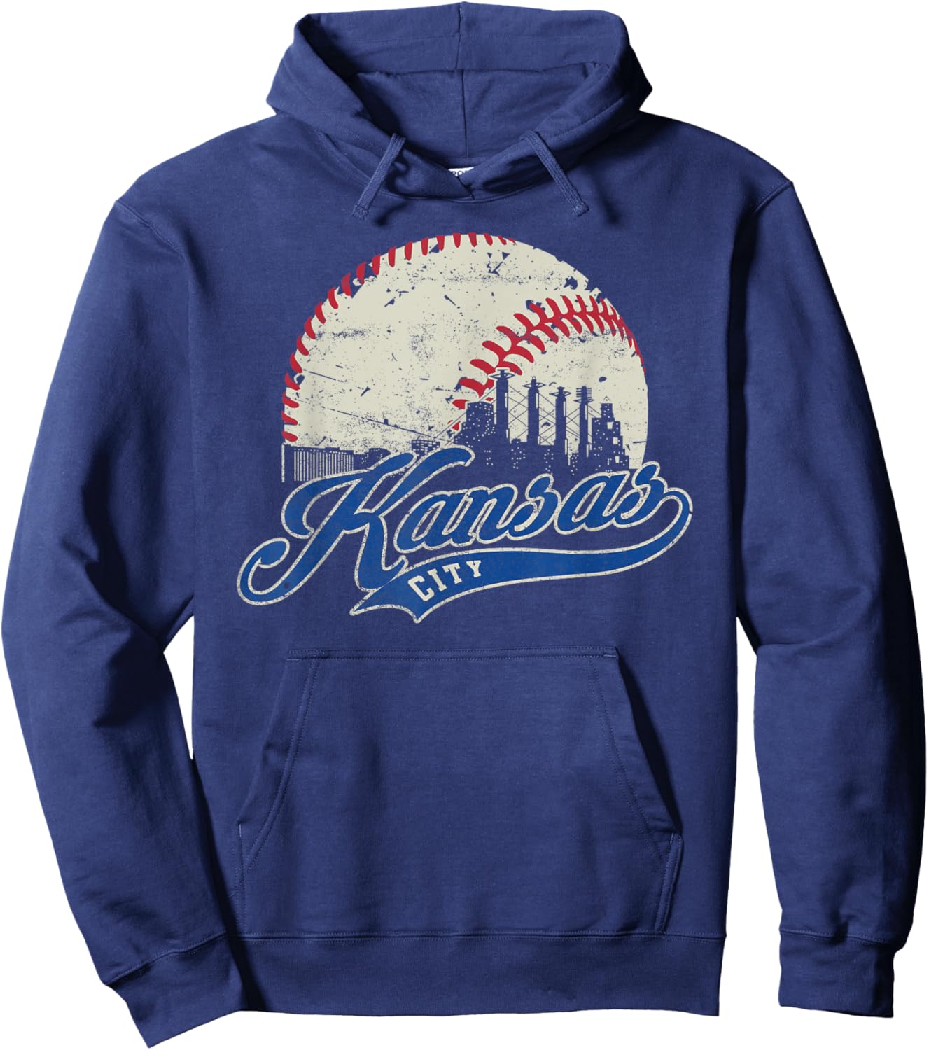 Kansas City Retro Baseball Lover Game Day Men Boys Girls Hoodie - Hoodie | Navy