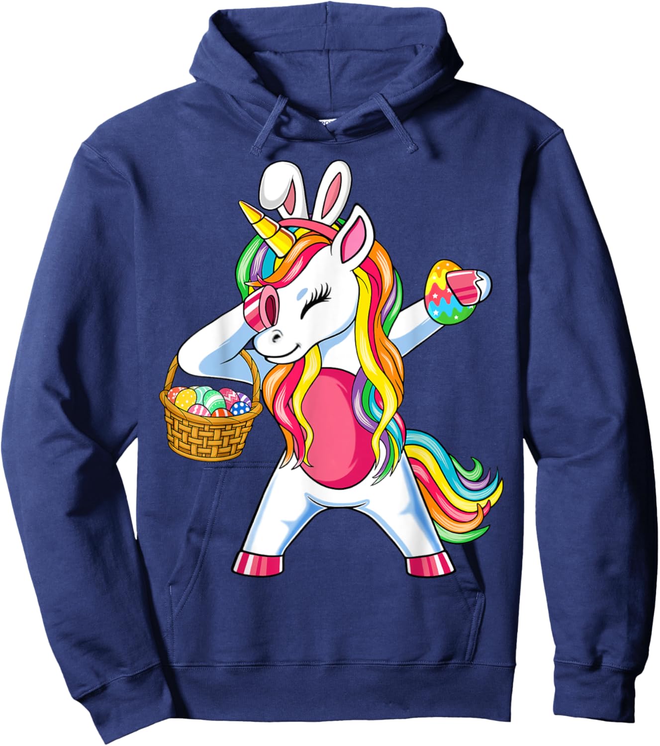 Easter Unicorn Shirt With Eggs Happy Easter Boys Girls Kids Hoodie - Hoodie | Navy