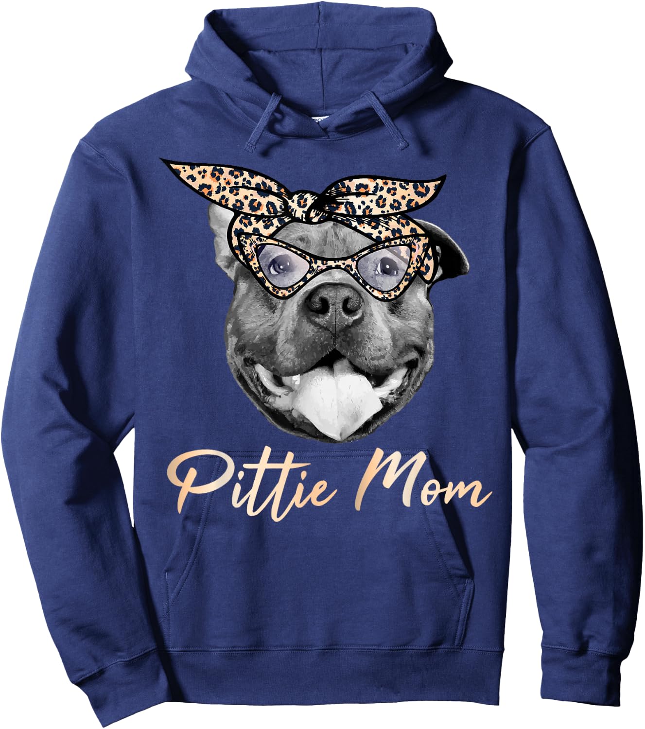 Pittie Mom Pitbull Mama Leopard Pattern Pit Bull Dog Momma Hoodie - Hoodie | Navy