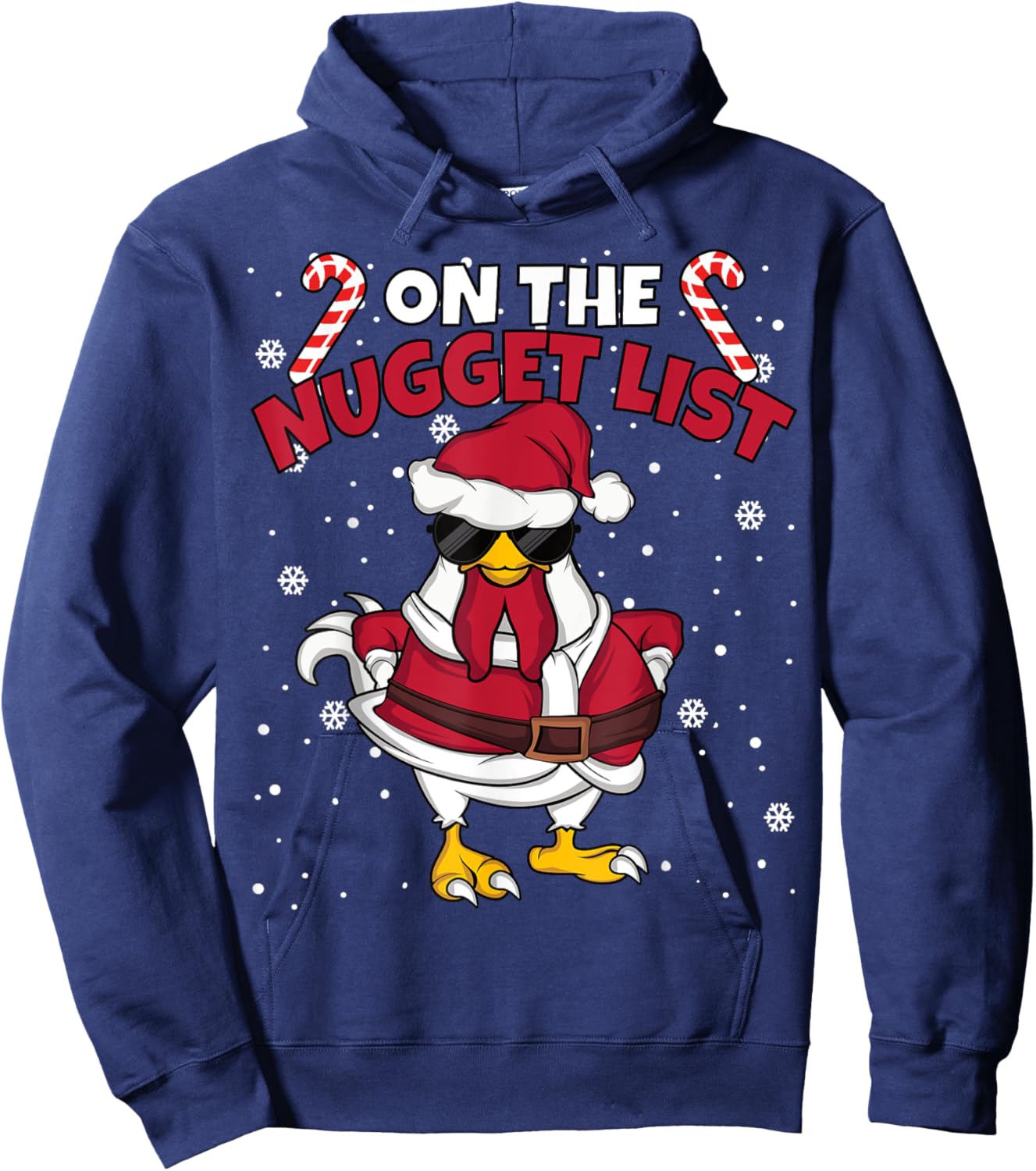 On The Nugget List Funny Christmas Chicken Men Women Hoodie - Hoodie | Navy