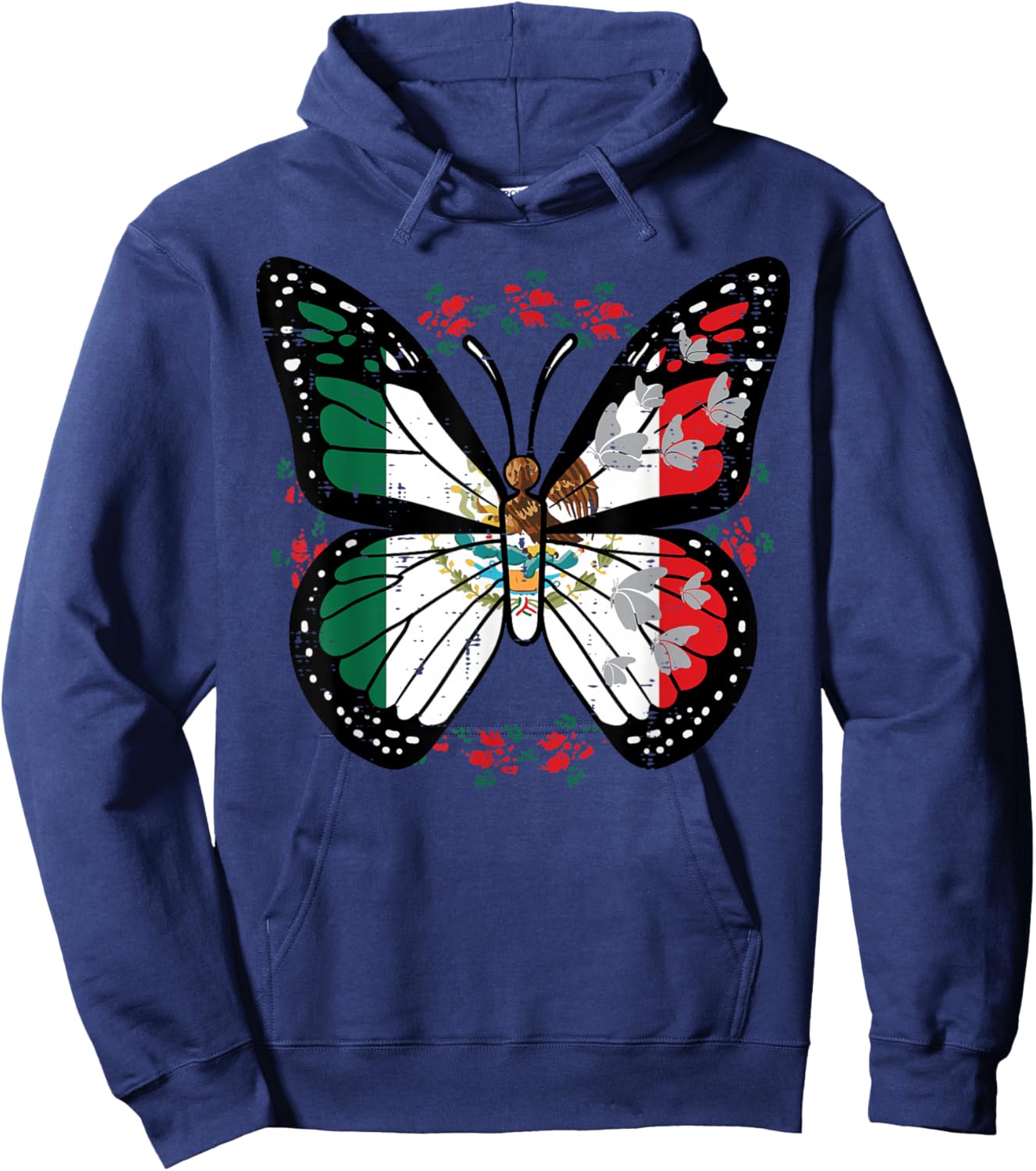Mexican Independence Day Butterfly Mexico Women Girls Kids Hoodie - Hoodie | Navy