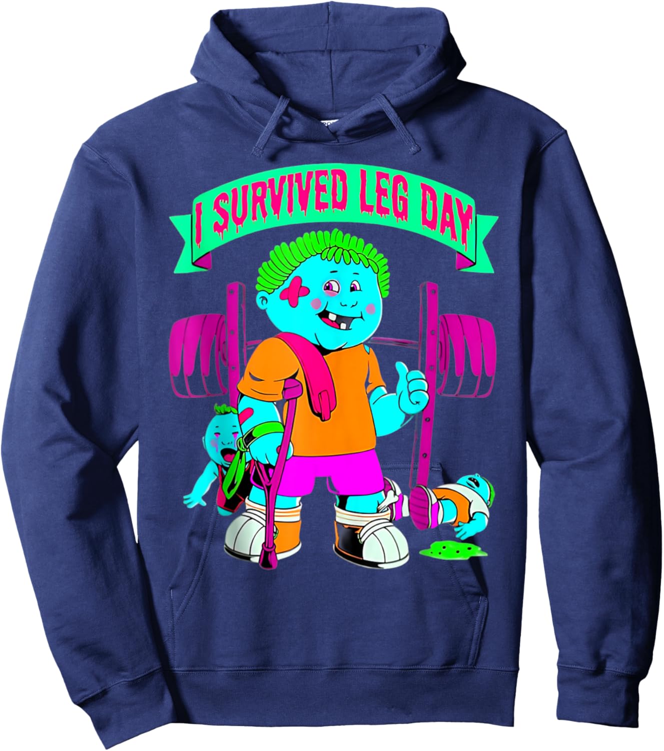 I Survived Leg Day Weightlifting Bodybuilding Fitness Gym Hoodie - Hoodie | Navy