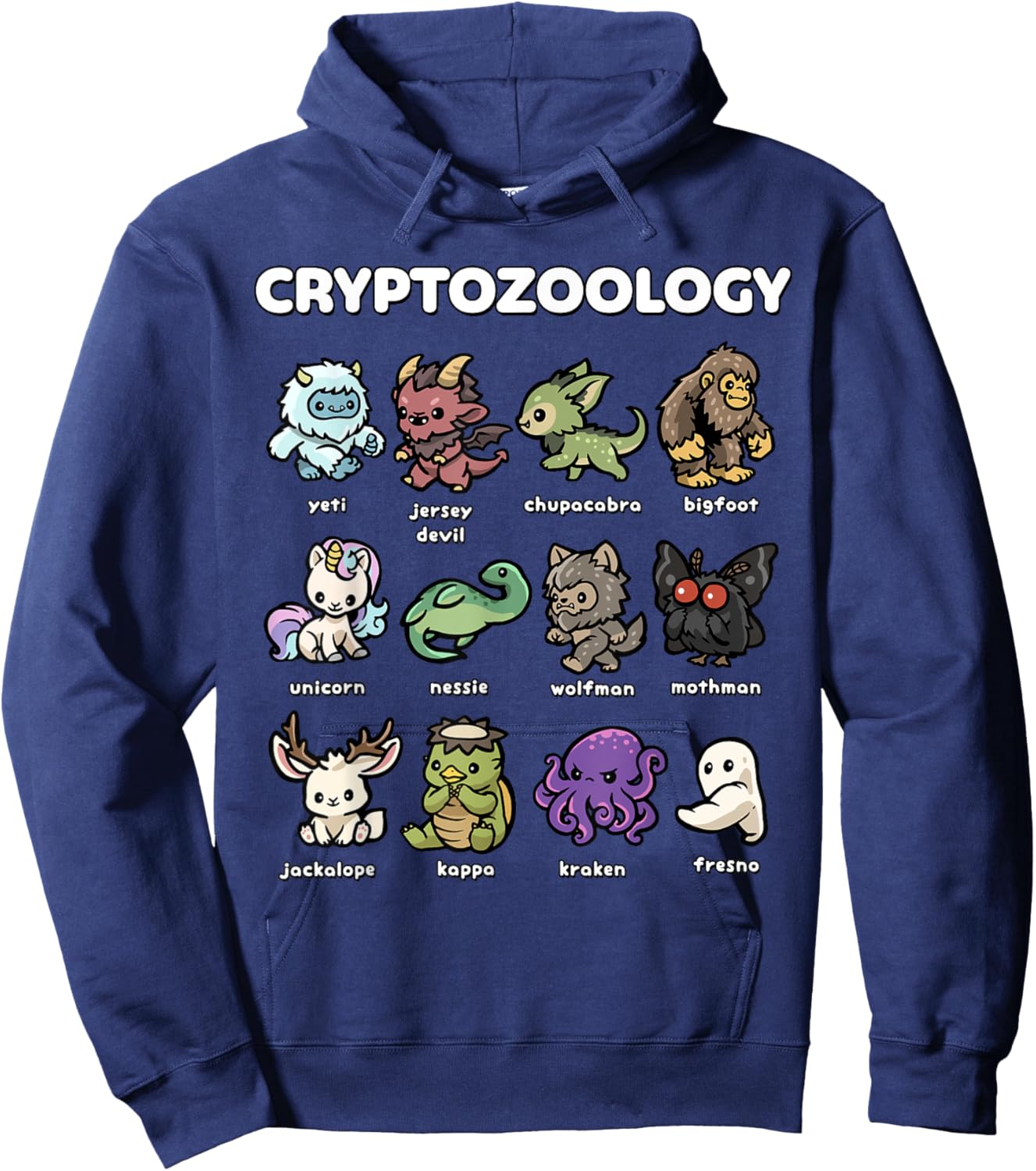 Cute Cryptozoology Creatures Kawaii Mythical Beasts Hoodie - Hoodie | Navy