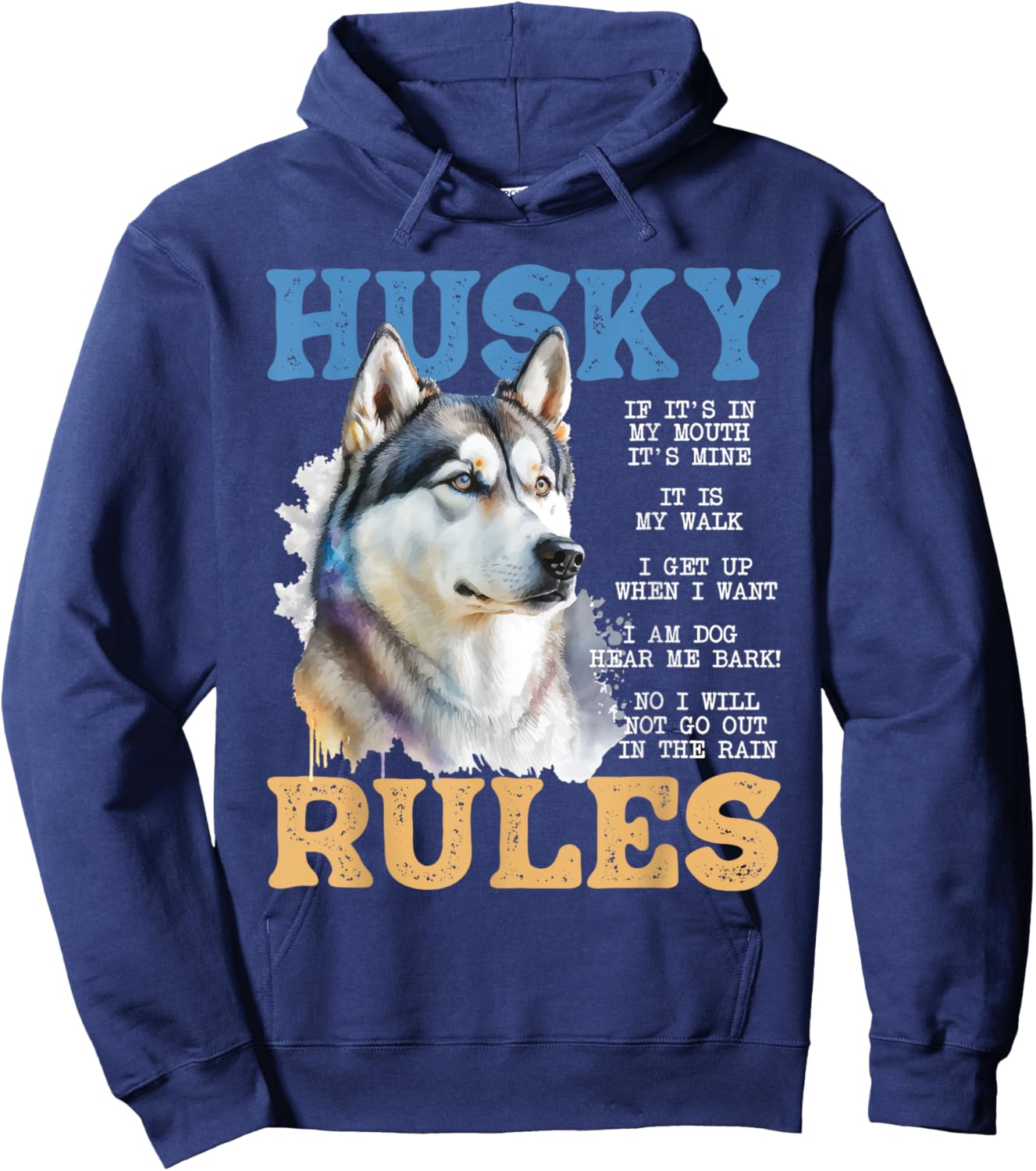 Husky Rules - Siberian Husky Animal Lover Pet Breeder Hoodie - Hoodie | Navy