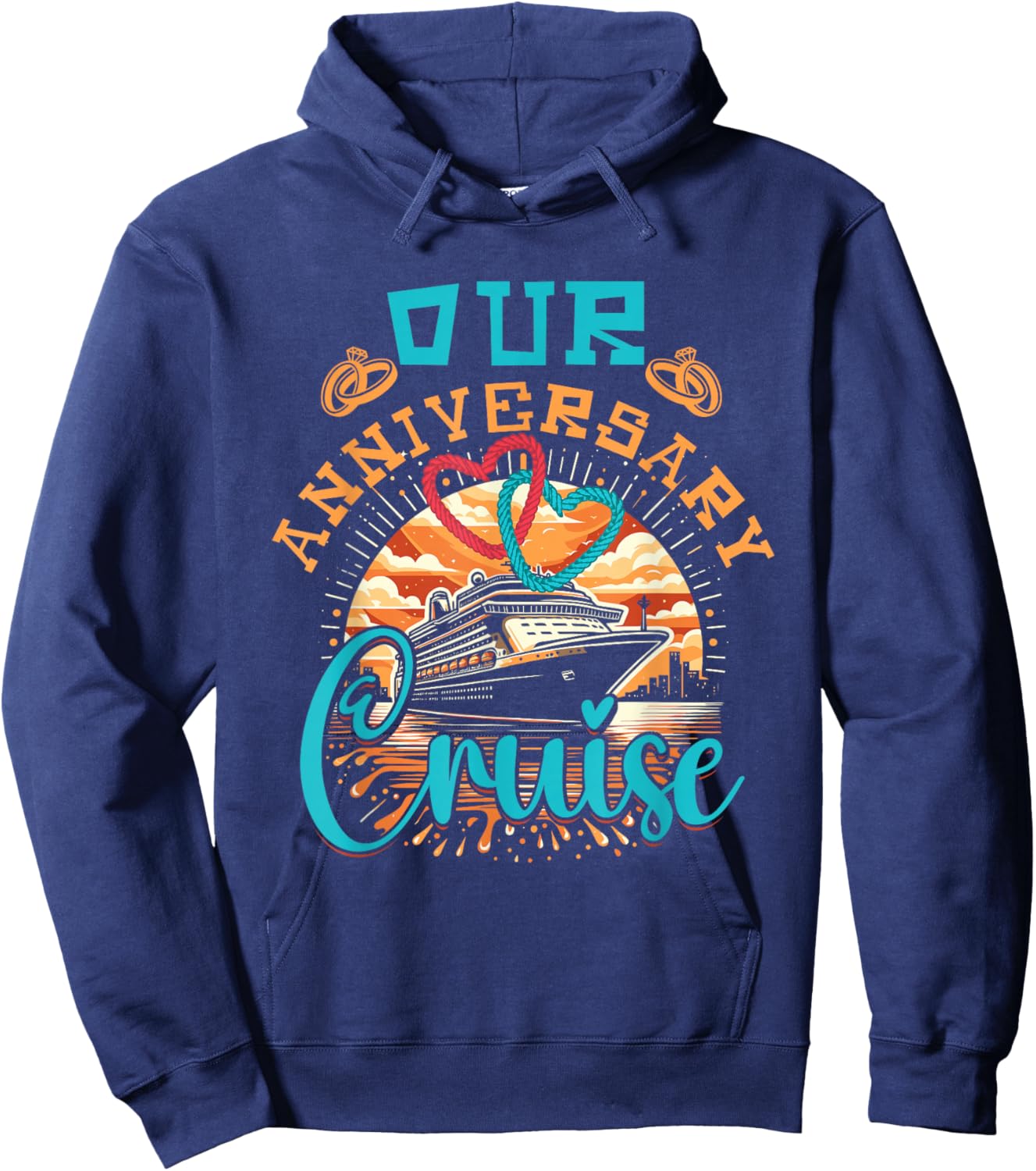 Our Anniversary Cruise Husband Wife Couples Cruise Vacation Hoodie - Hoodie | Navy