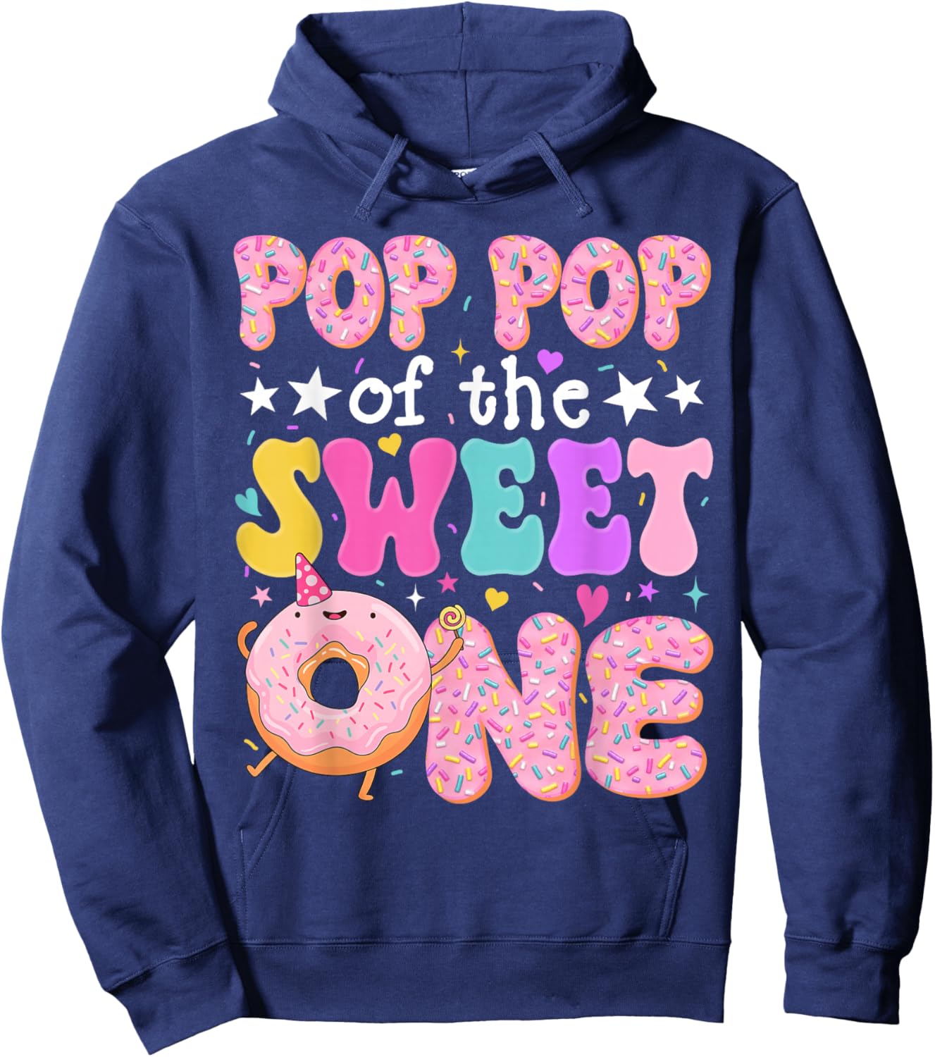 Pop Pop of The Sweet One 1st Birthday Donut Bday Party Hoodie - Hoodie | Navy