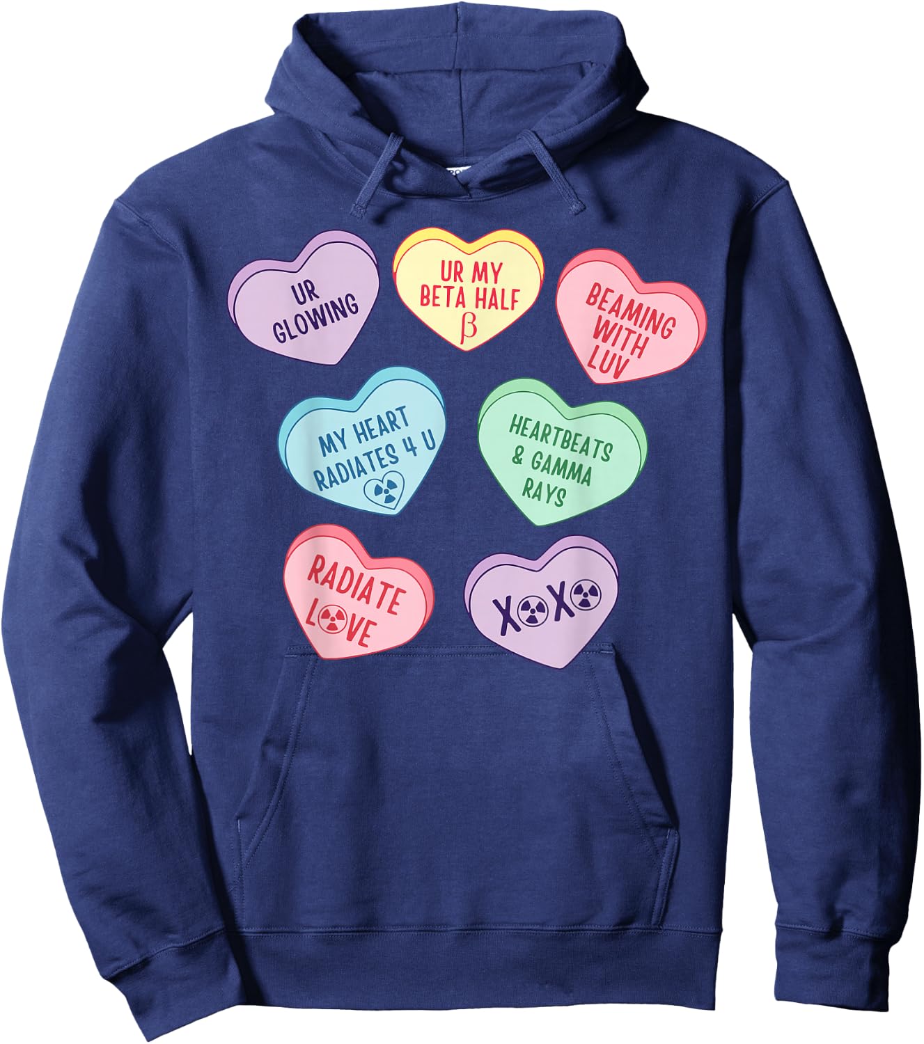 Valentines Radiation Oncology X-ray Nuc Med NMT Candy Heart Hoodie - Hoodie | Navy