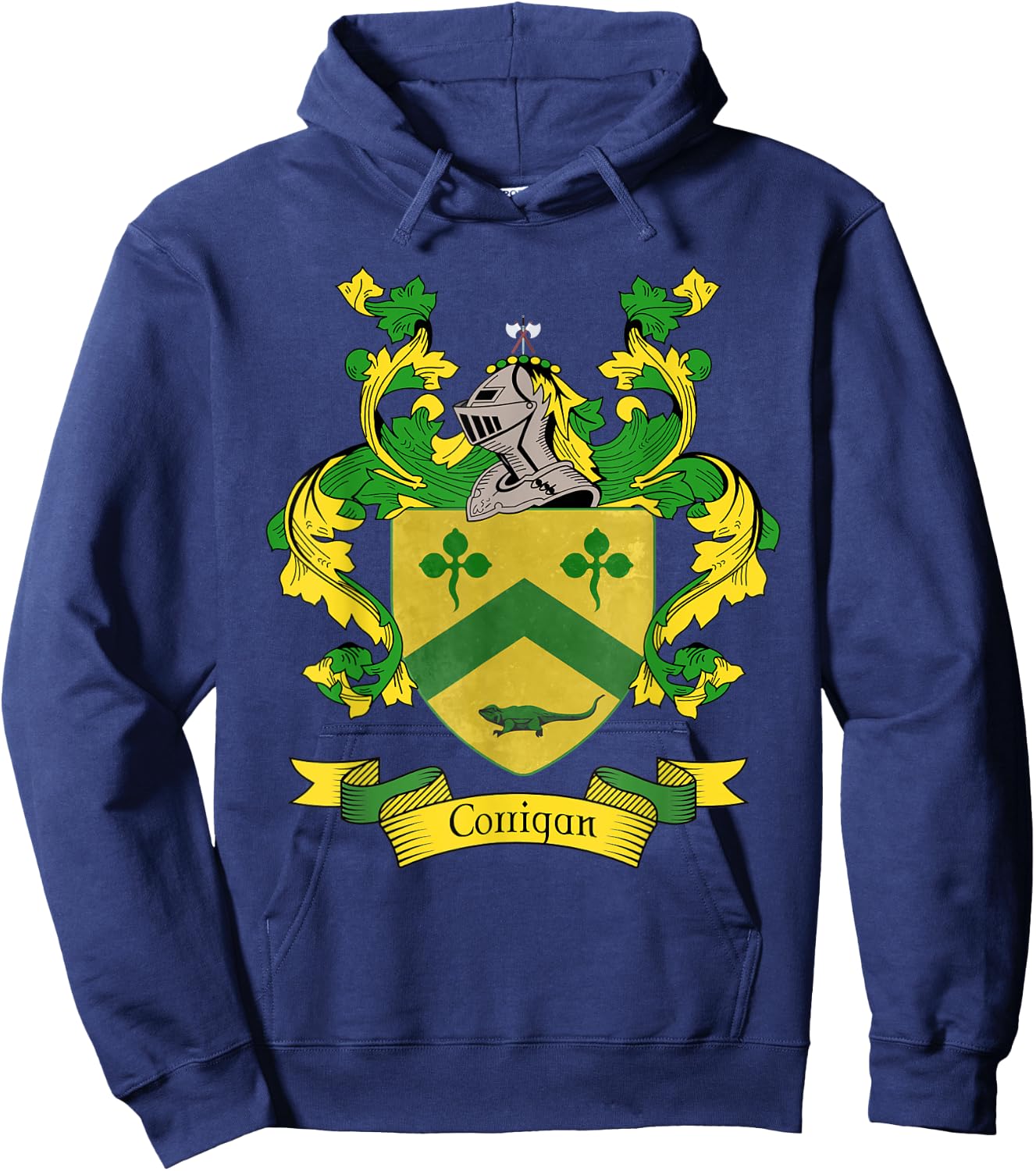 Corrigan Coat of Arms | Corrigan Surname Family Crest Hoodie - Hoodie | Navy
