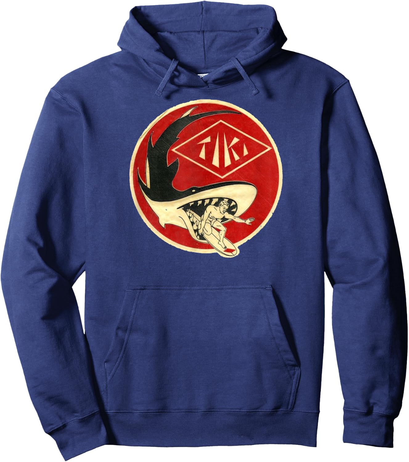 TIKI Surf T Shirt! Watch out for those sharks, dude. Hoodie - Hoodie | Navy