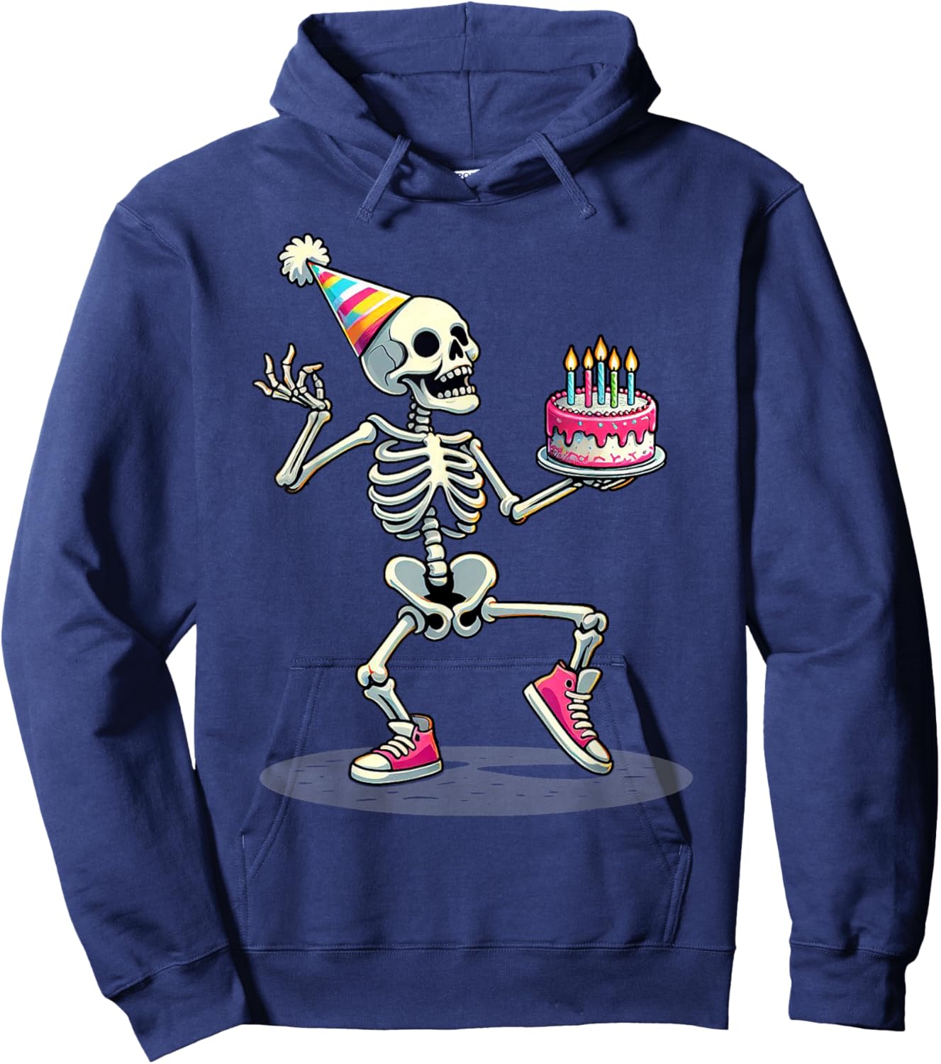 Funny Halloween Birthday Party Halloween Skeleton Birthday Hoodie - Hoodie | Navy