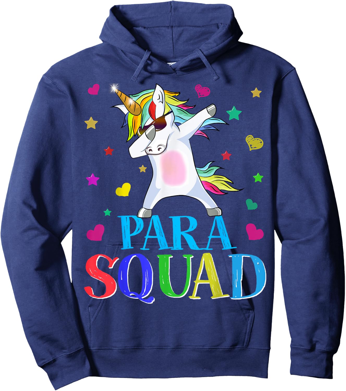 Para Squad Dabbing Unicorn Paraprofessional Teacher Gifts Women Girls Kids Hoodie - Hoodie | Navy