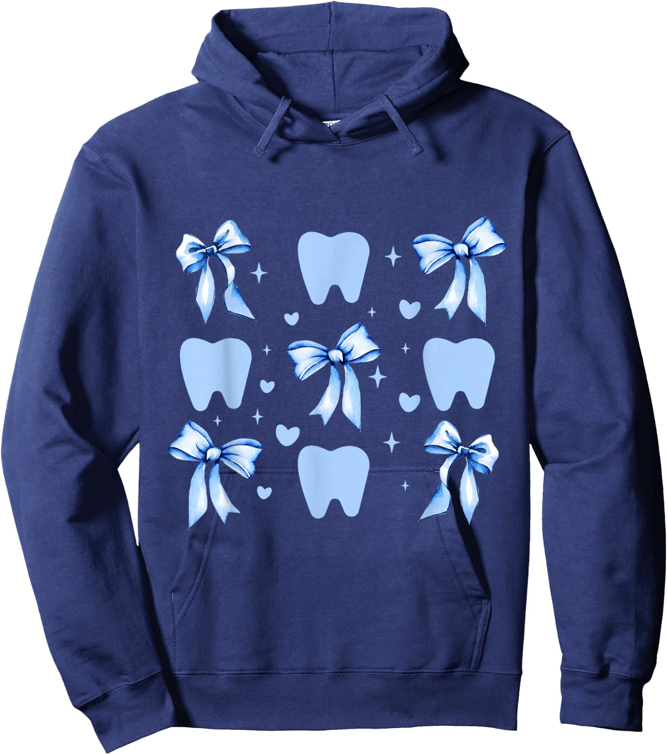 Cute Tooth Dental Assistant Coquette Bow Hygiene Oral RDH Hoodie - Hoodie | Navy