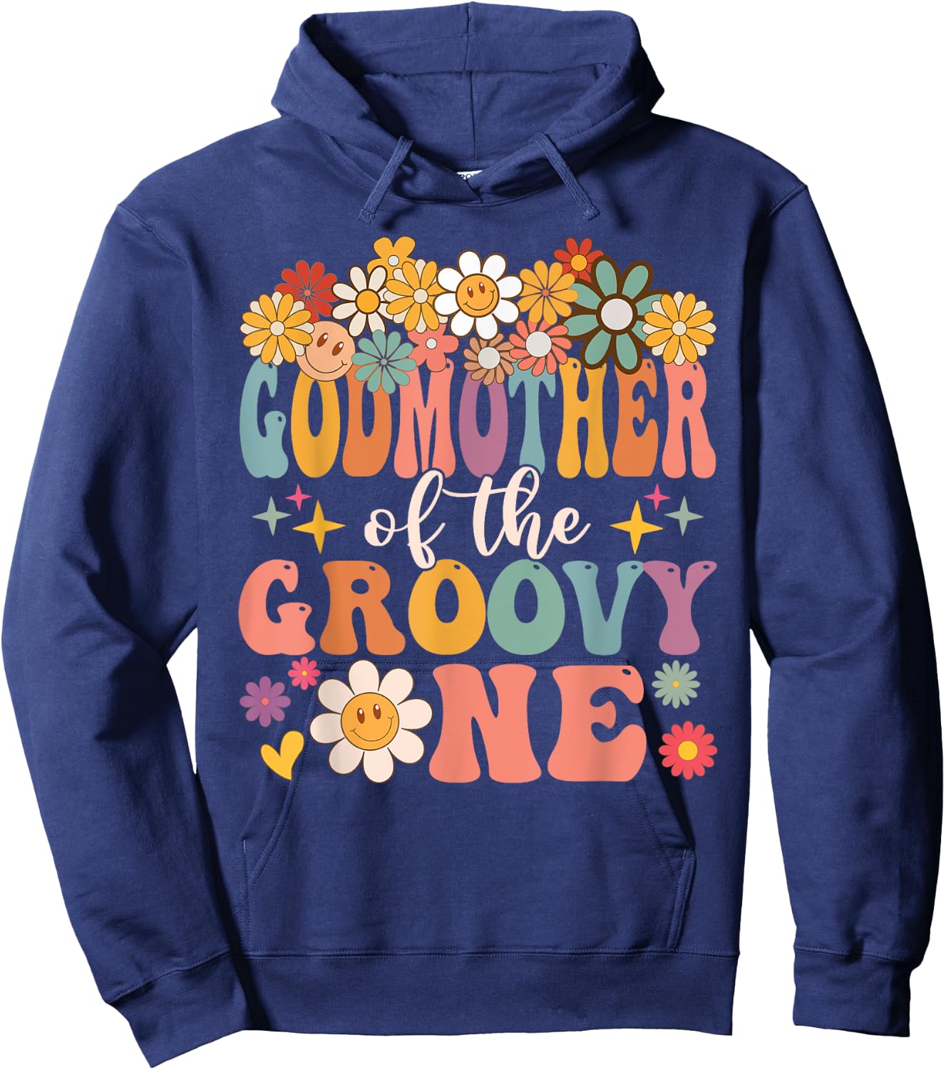 Retro Godmother of Groovy One Matching Family 1st Birthday Hoodie - Hoodie | Navy