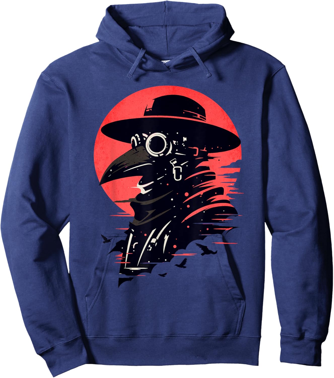 Gothic Mask Graphic Steam Punk Themed Plague Doctor Design Hoodie - Hoodie | Navy