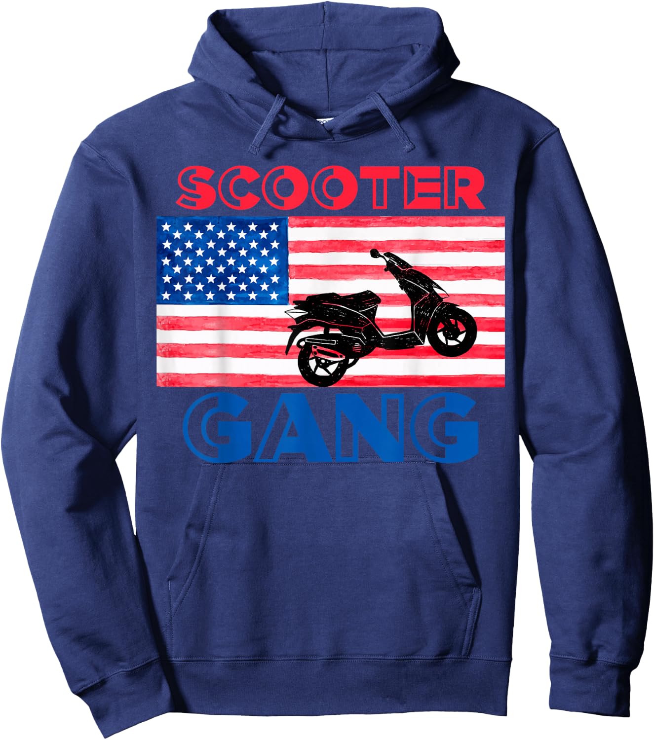 Scooter Gang Moped American Flag Motorcycle Gear Hoodie - Hoodie | Navy