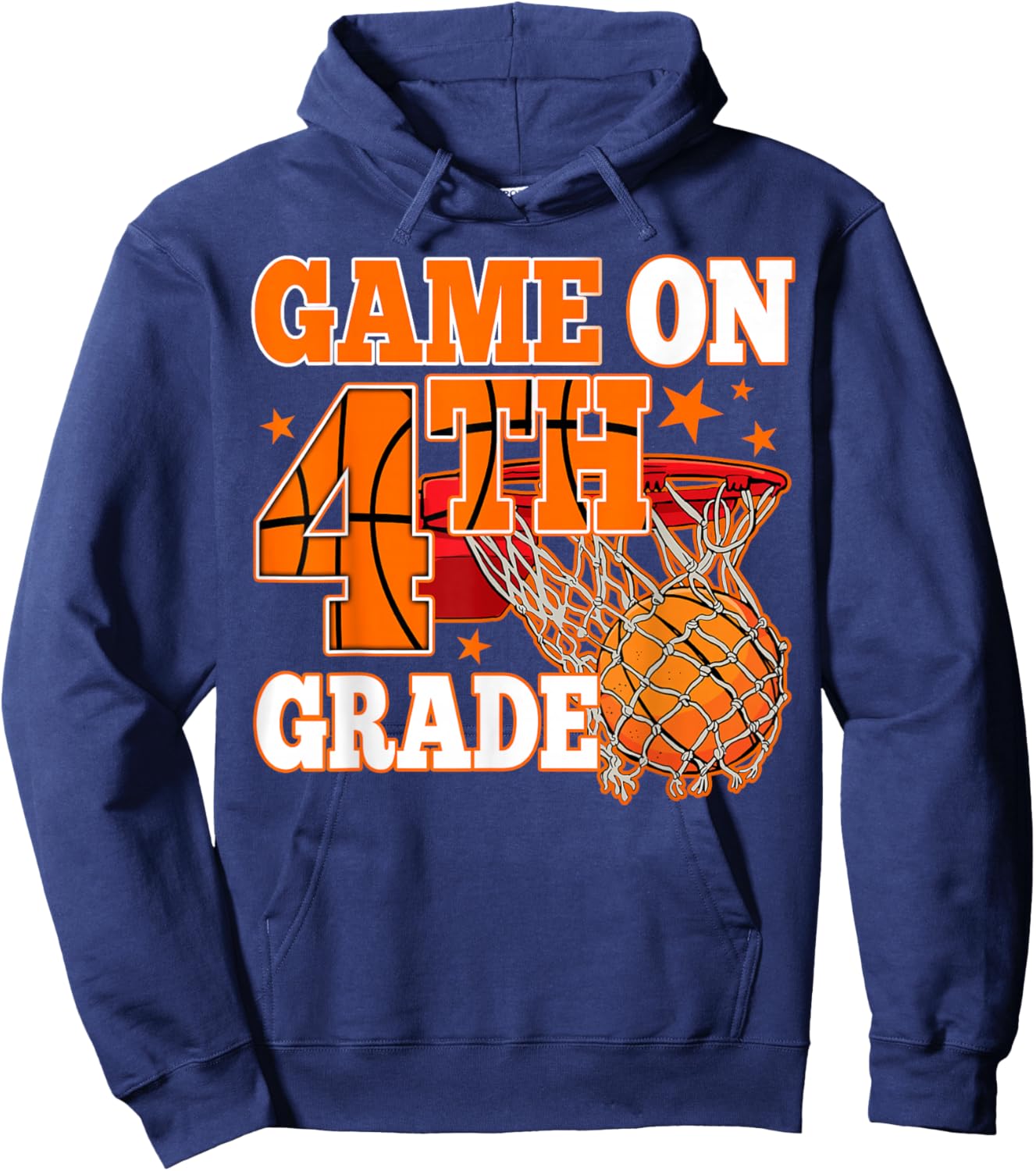Boys Game On 4th Grade Basketball Back To School Teacher Kid Hoodie - Hoodie | Navy