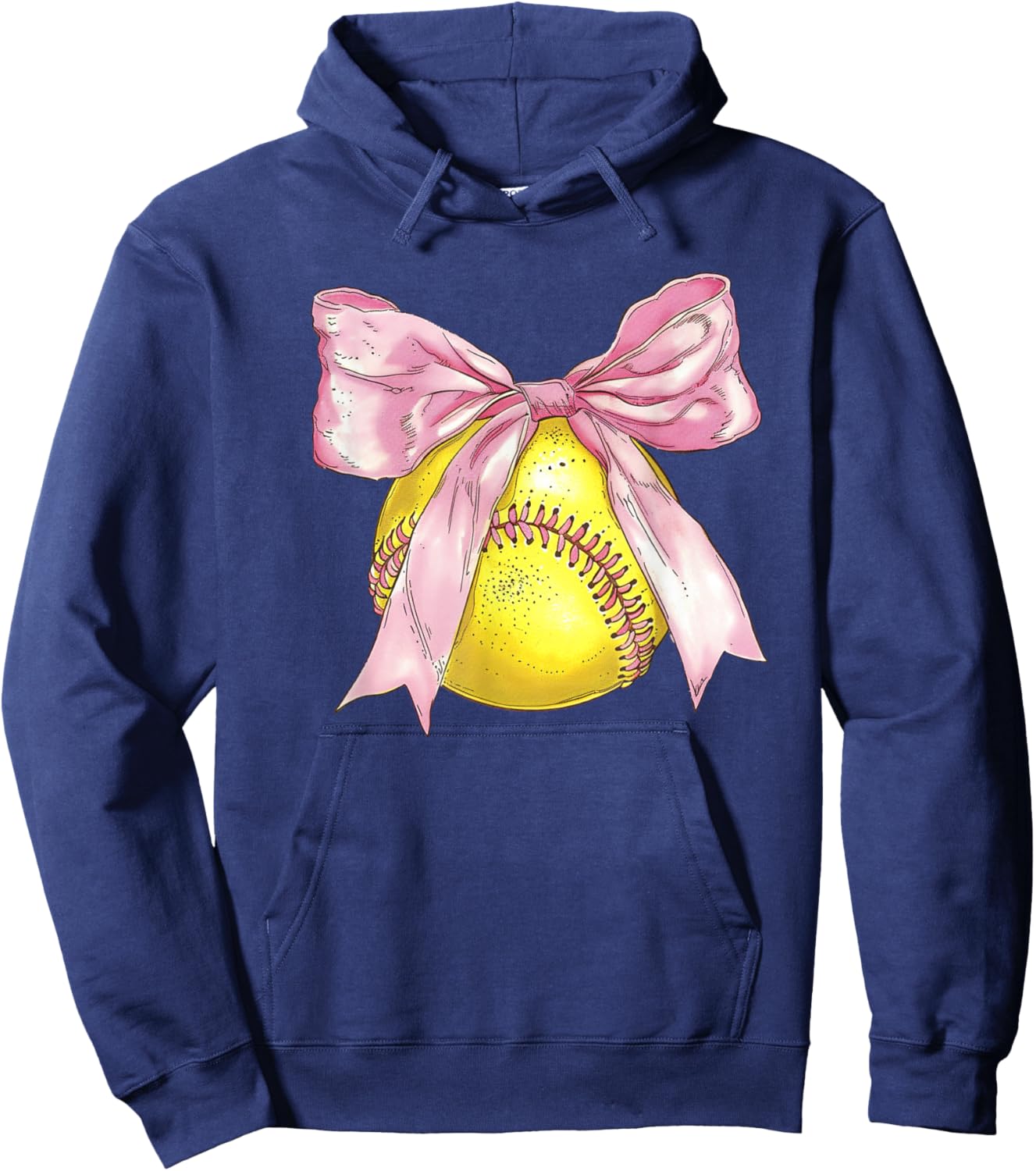 Girls Softball Coquette Bow Ribbon Mom Daughter Softball Hoodie - Hoodie | Navy