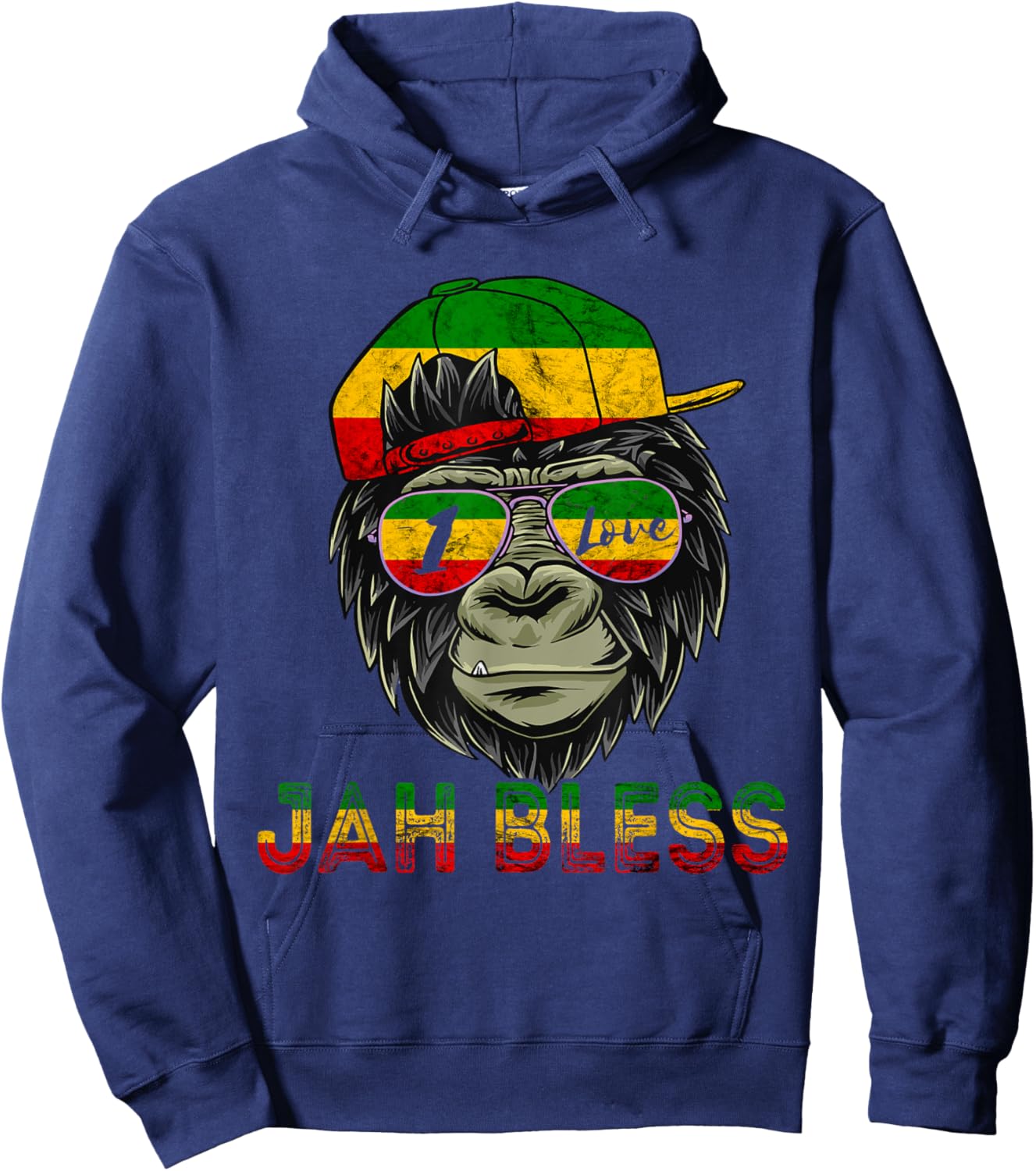 Rasta Reggae Monkey Jah Bless Reggae Music Lover Jamaica Hoodie - Hoodie | Navy
