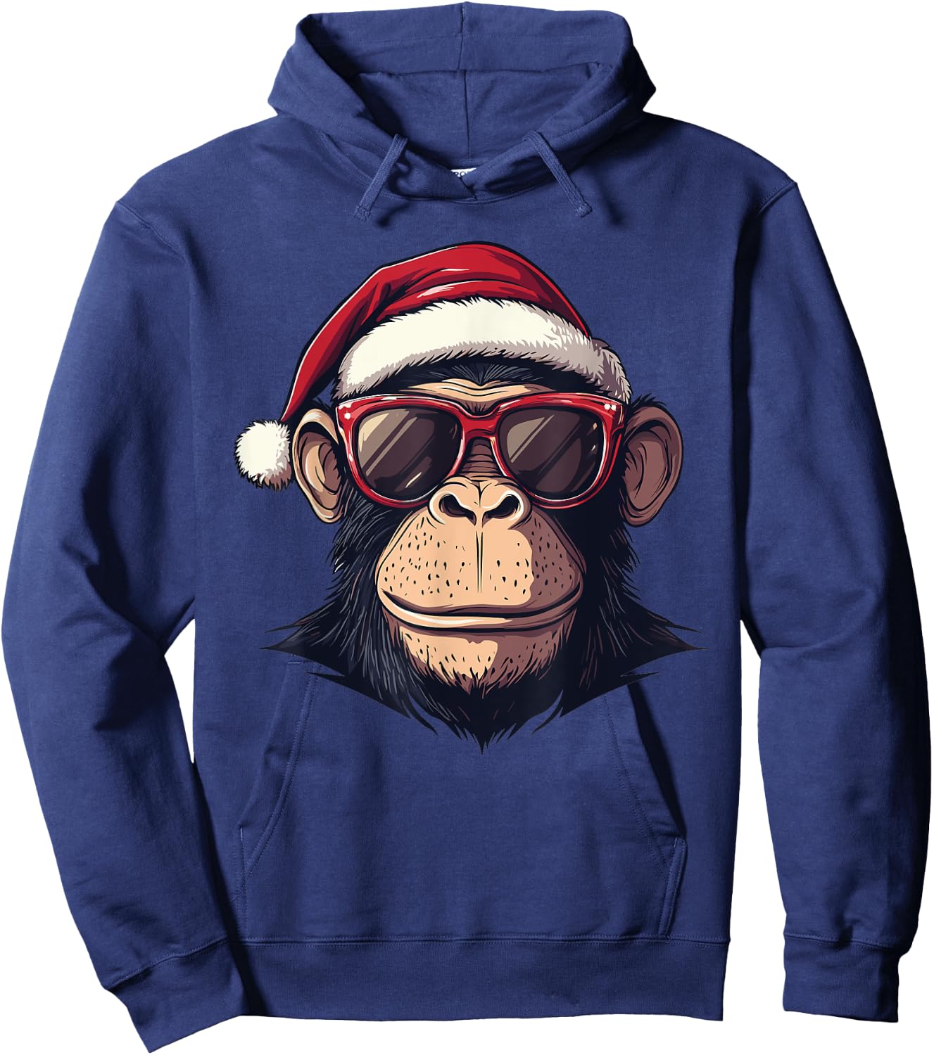 Monkey Santa Hat chimpanzee Monkey Lovers Christmas Pajama Hoodie - Hoodie | Navy