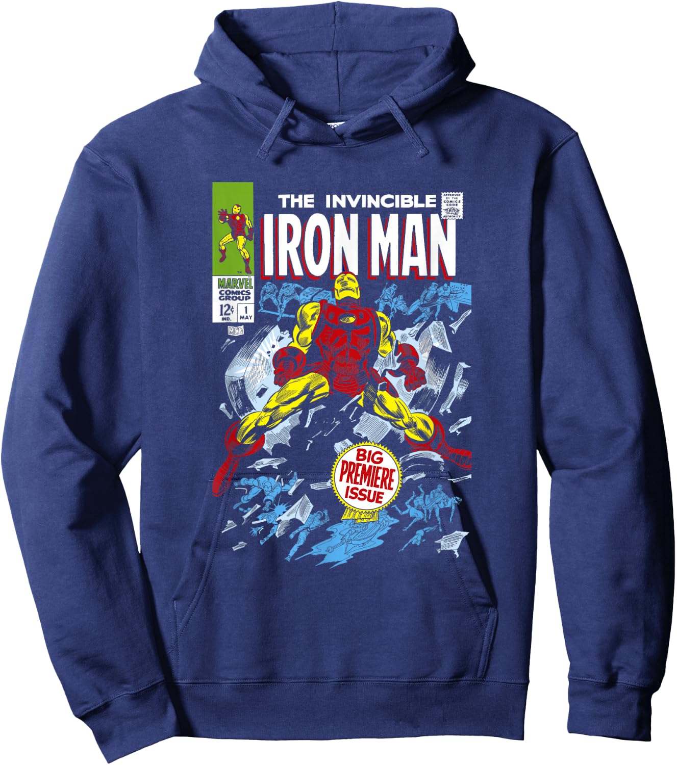 Marvel Avengers Iron Man Big Premier Issue Classic Comic Hoodie - Hoodie | Navy