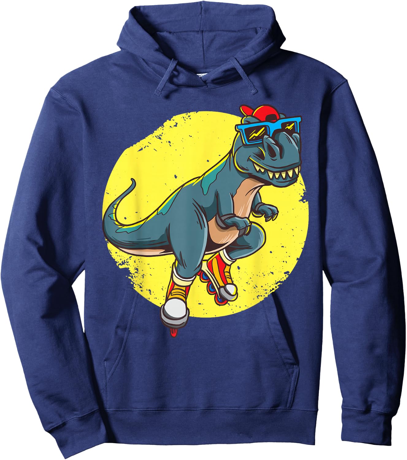 Skating T-Rex - Cute Trex Dinosaur Rollerblades Skater Hoodie - Hoodie | Navy