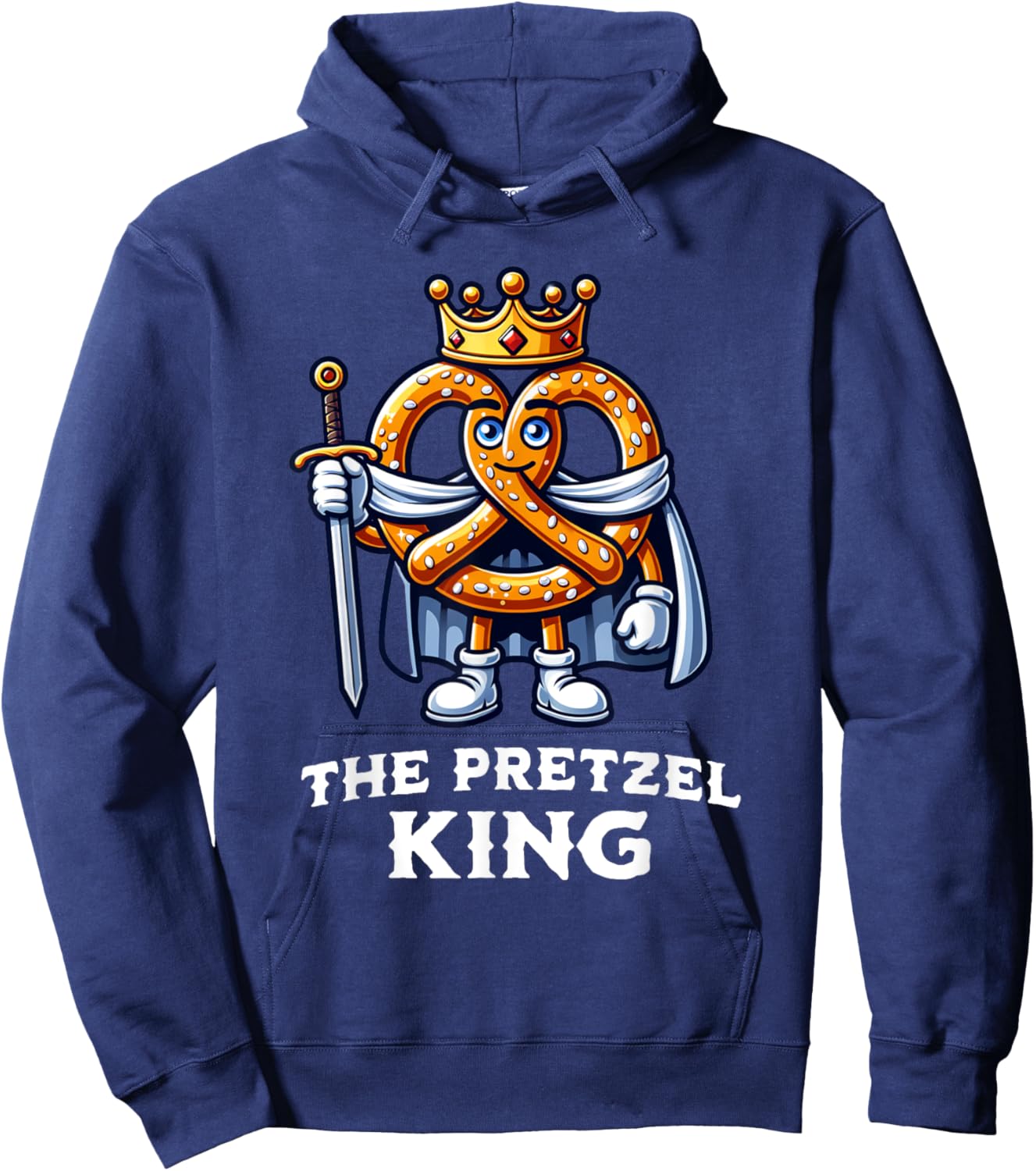 Pretzel King Funny Pretzel Lover Illustration Hoodie - Hoodie | Navy