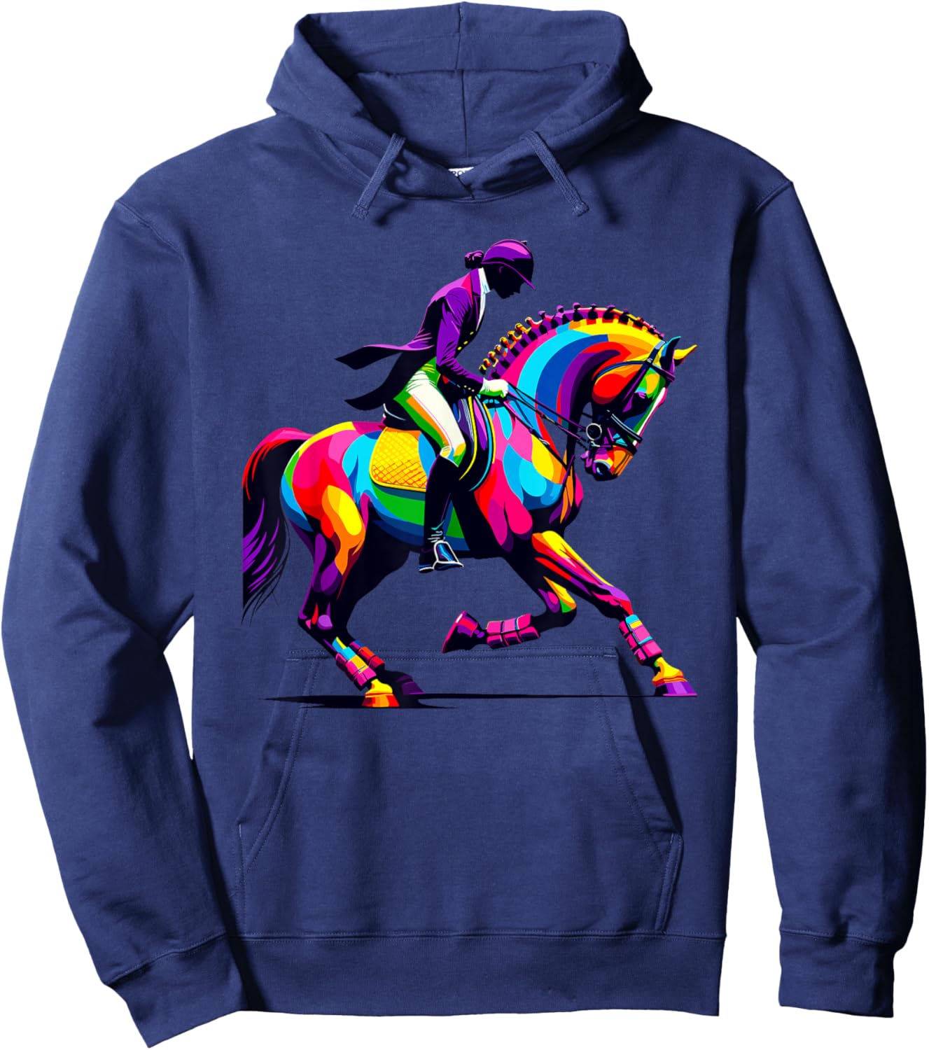 Colorful Pop Art Dressage Horseback Riding Equestrian Horse Hoodie - Hoodie | Navy