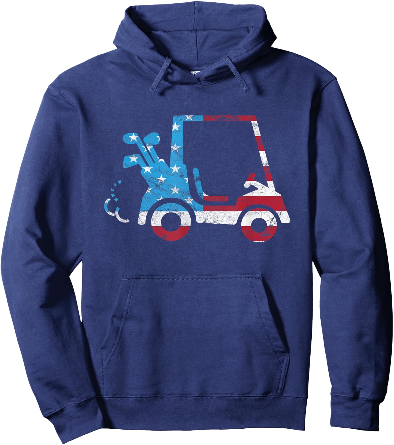 Golf Cart American Flag - Patriotic Golfer Hoodie - Hoodie | Navy