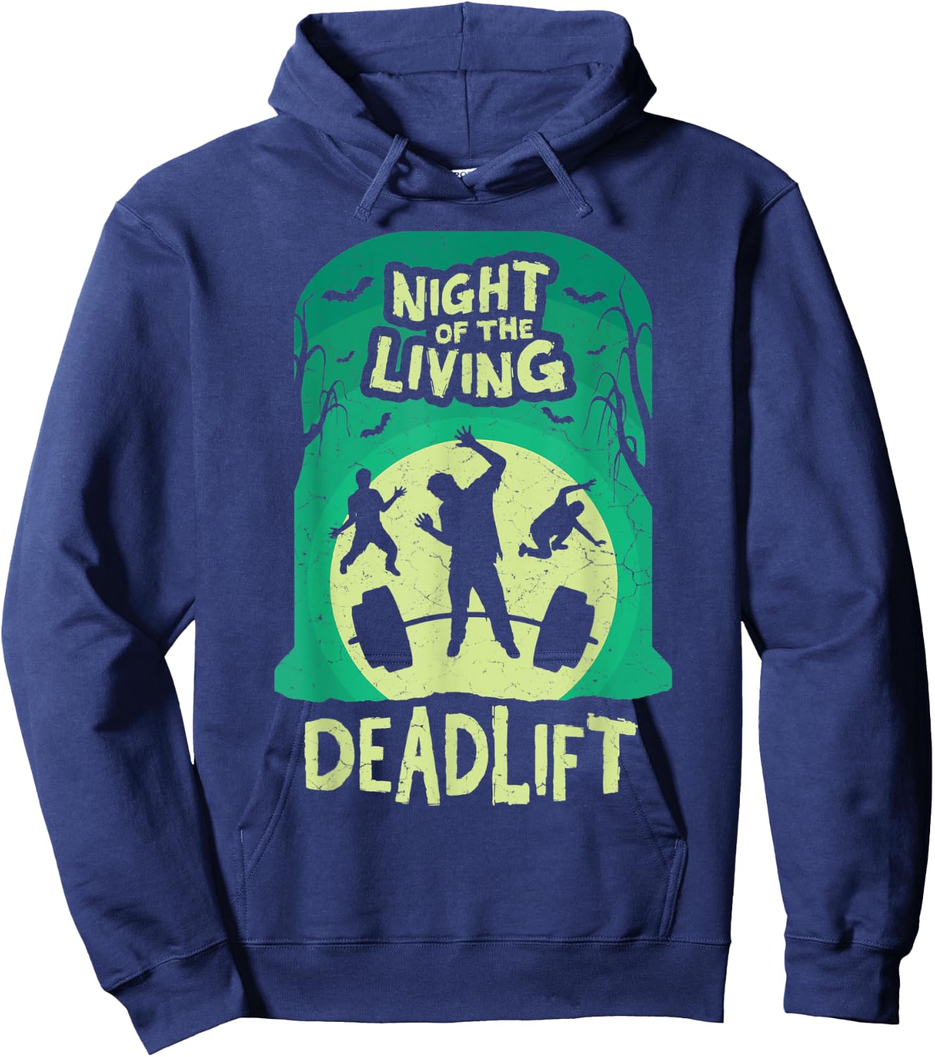 Night of the Living Deadlift Funny Weightlifting & Fitness Hoodie - Hoodie | Navy