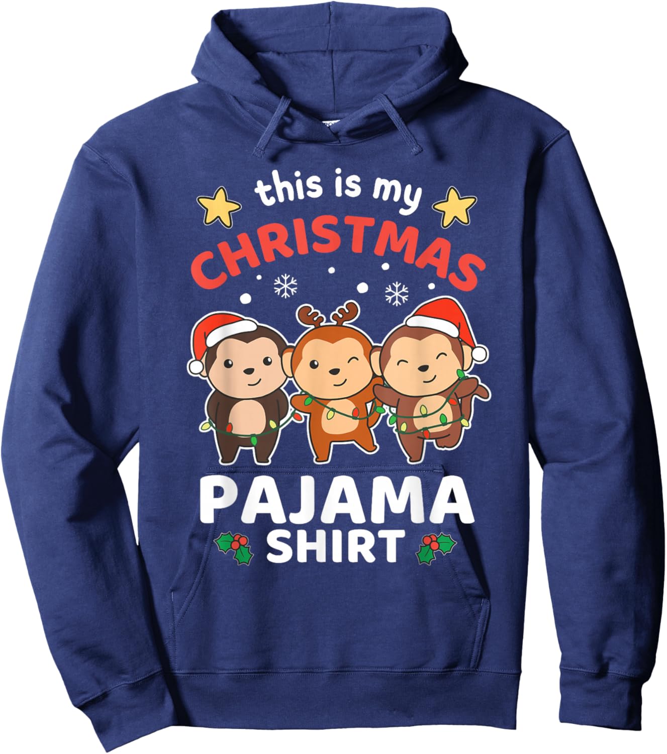 Monkey Christmas This Is My Christmas Pajama Hoodie - Hoodie | Navy