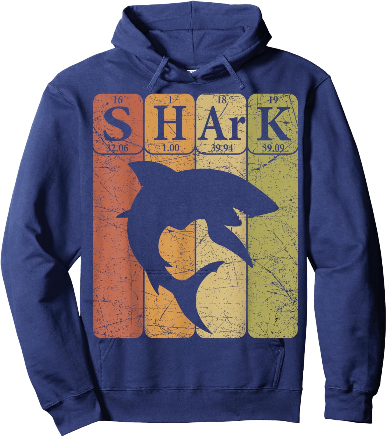 Shark Periodic Table Elements Retro Shark Selachimorphaphile Hoodie - Hoodie | Navy