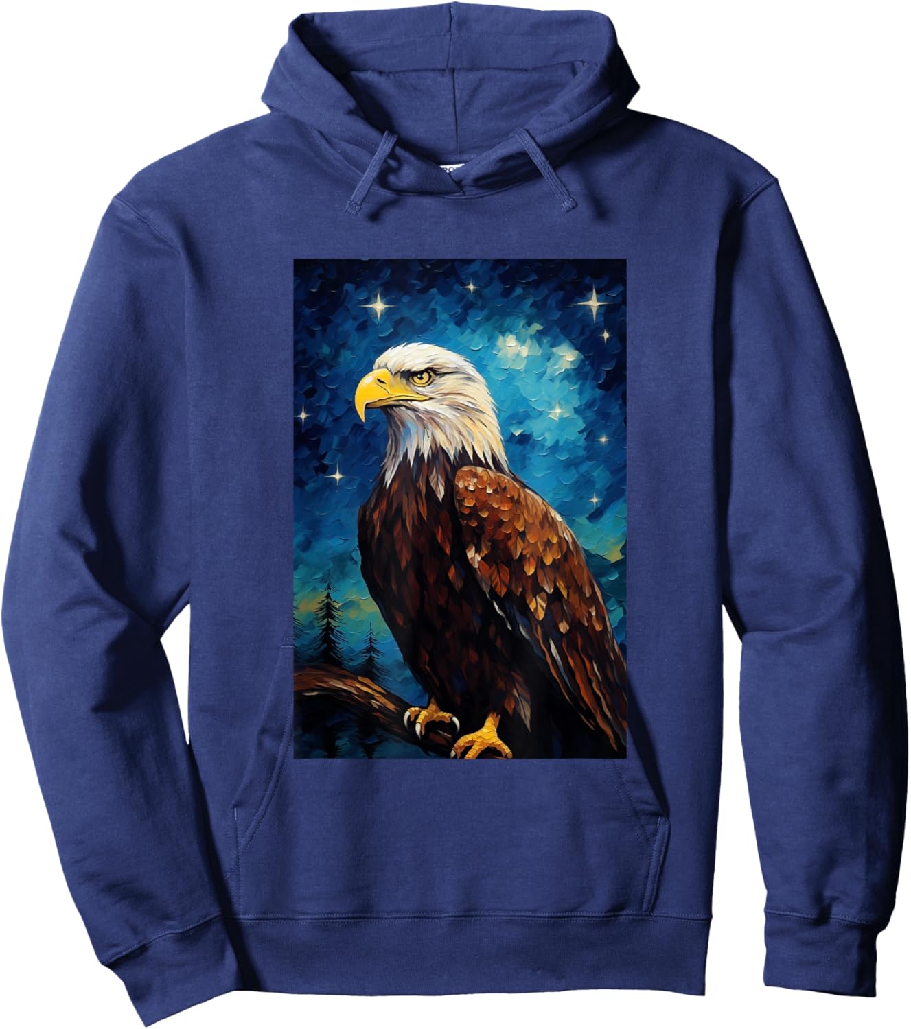 Eagle Designs. Bald Eagle Bird - -Adults, Kids - Black - Short Sleeve - Small - Classic Fit Hoodie - Hoodie | Navy