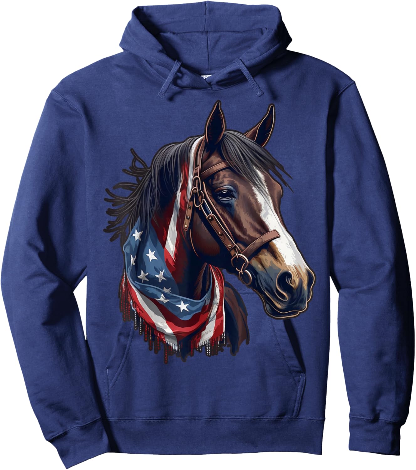 USA 4th Of July Horse on Patriotic American Horse Hoodie - Hoodie | Navy