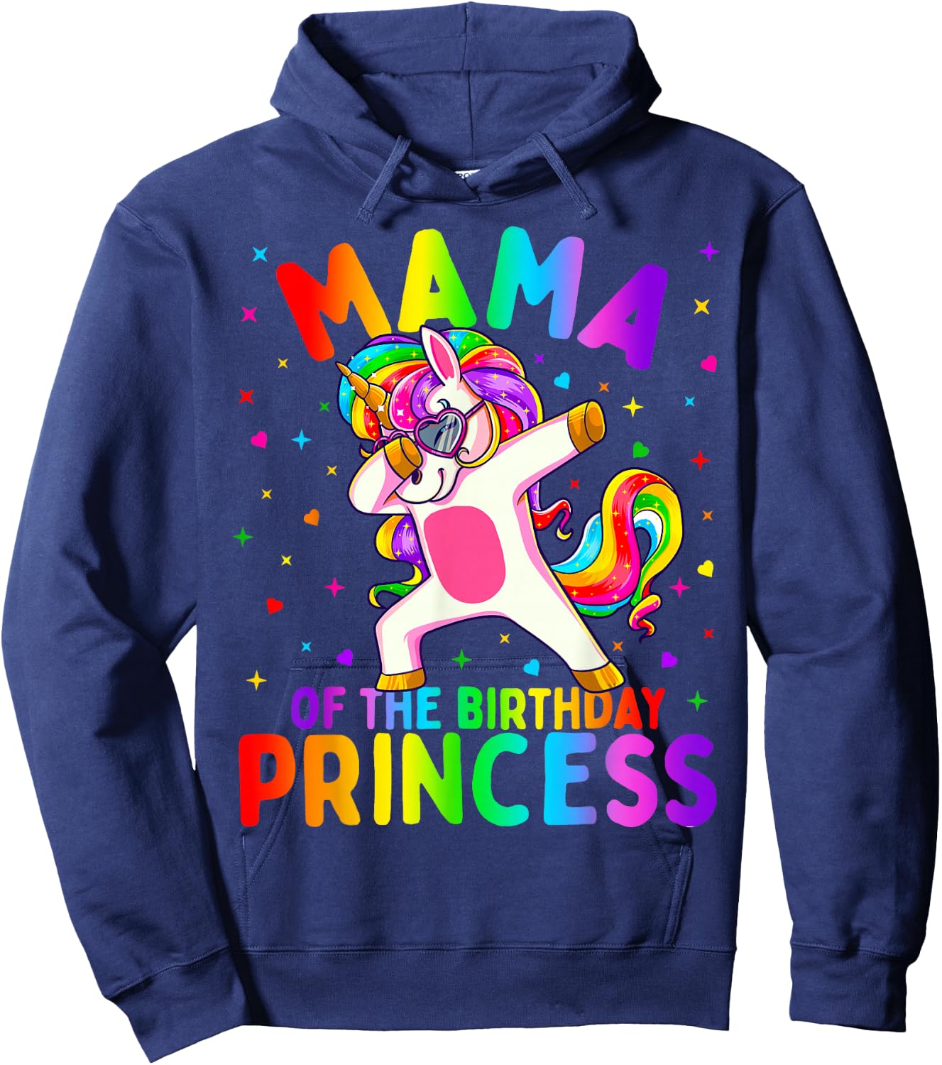 Mama of The Birthday Princess Girl Dabbing Unicorn Mom Hoodie - Hoodie | Navy
