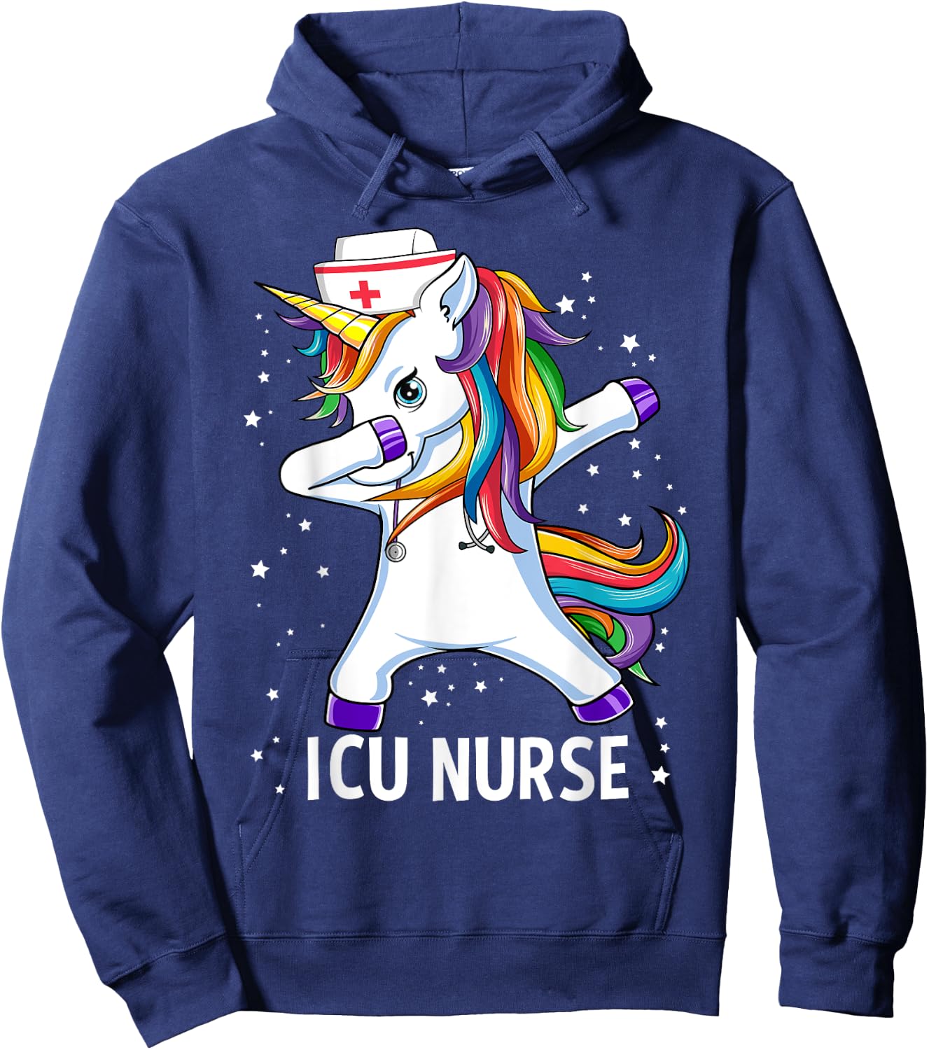 Dabbing Unicorn Funny ICU Nurse Hoodie - Hoodie | Navy