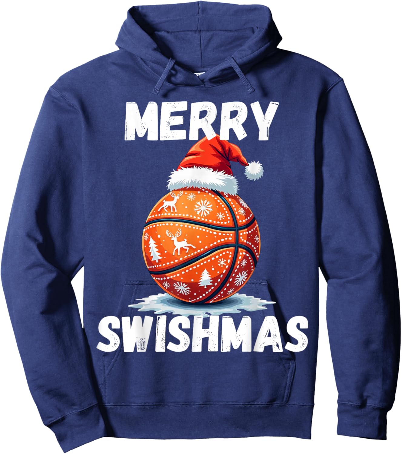 Merry Swishmas Basketball Cool Christmas Xmas Men Boys Kids Hoodie - Hoodie | Navy