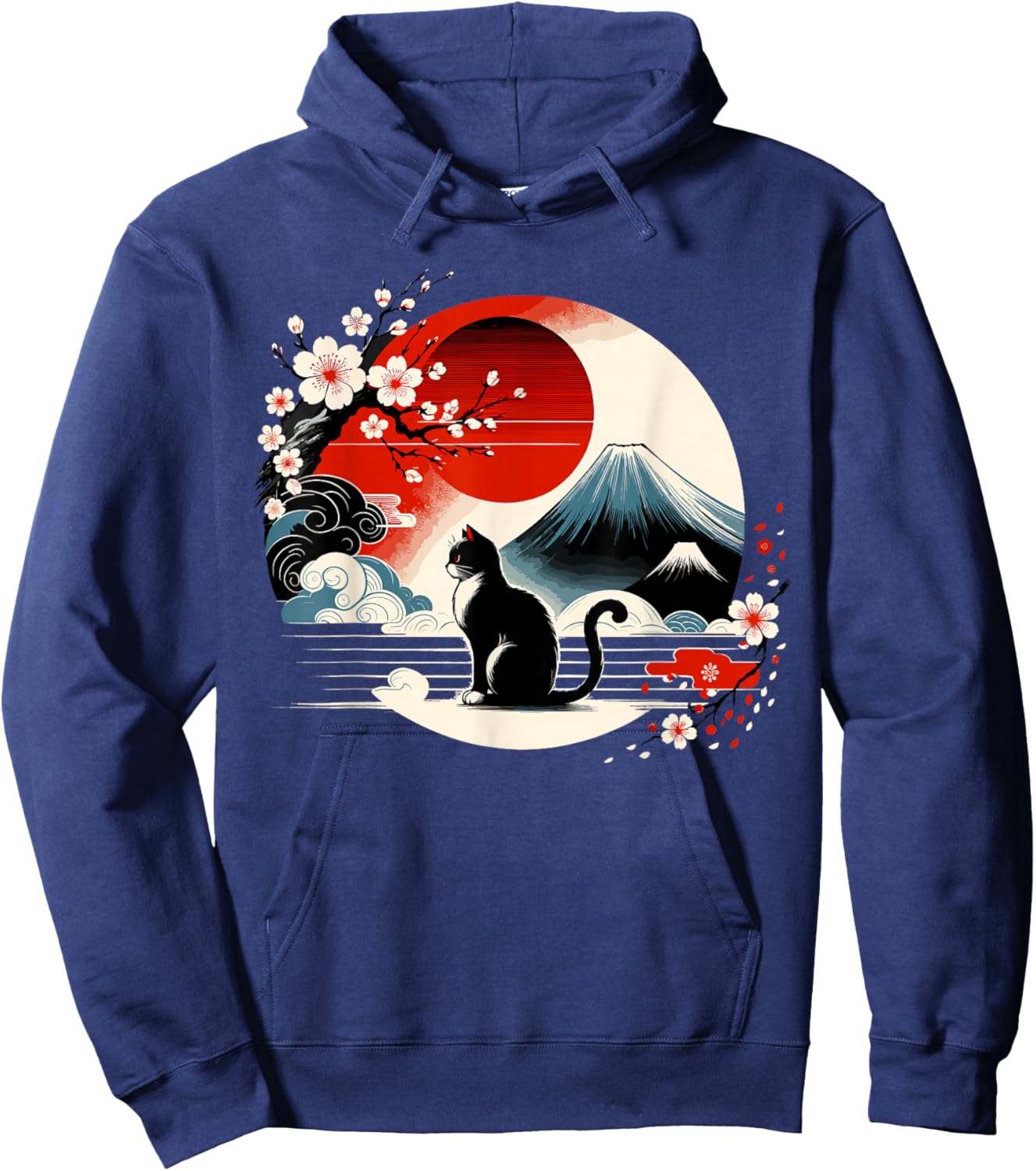 Kawaii Cat Anime Japanese Retro Men Women Kids Funny Cat Hoodie - Hoodie | Navy