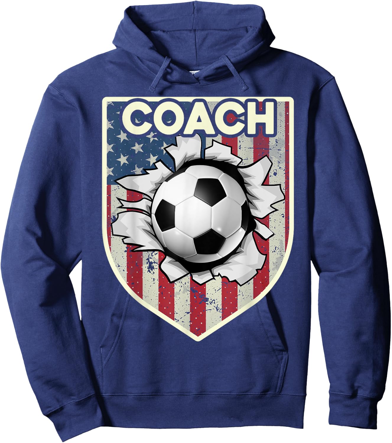 USA Flag Soccer Coach Funny Soccer Trainer American Outfit Hoodie - Hoodie | Navy