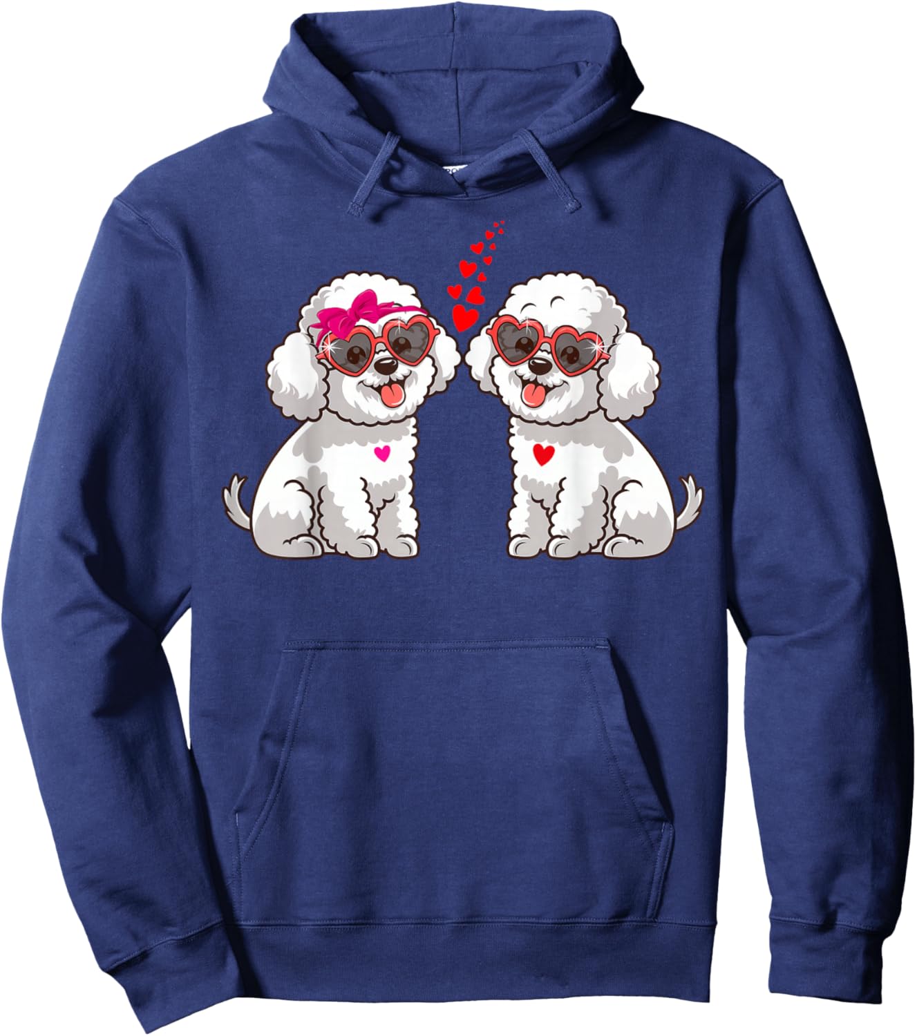 Bichon Frise Dog Valentine's Day Matching Couple Man Woman Hoodie - Hoodie | Navy