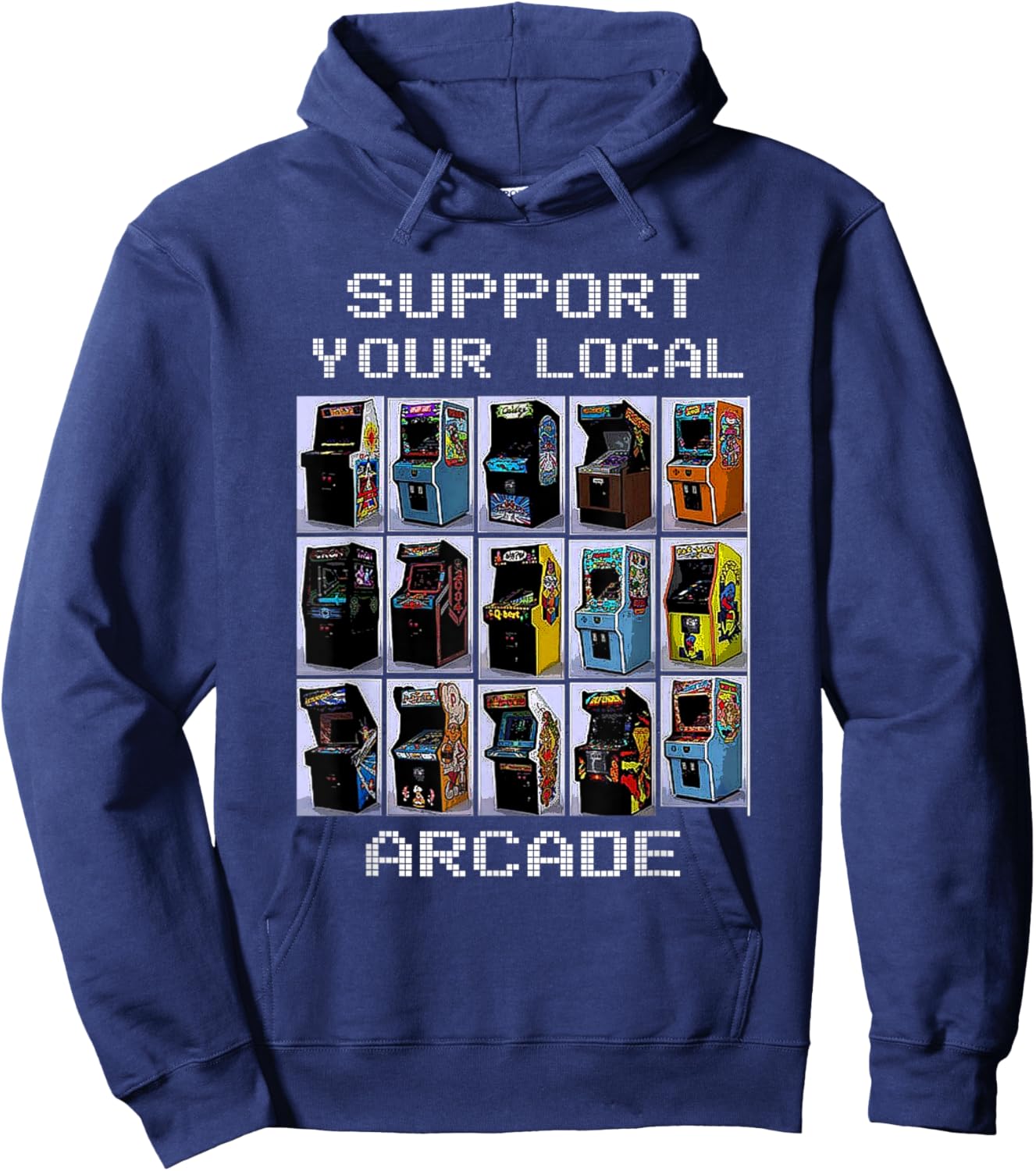 Vintage Support Your Local Arcade Made in the 80s 90s Hoodie - Hoodie | Navy