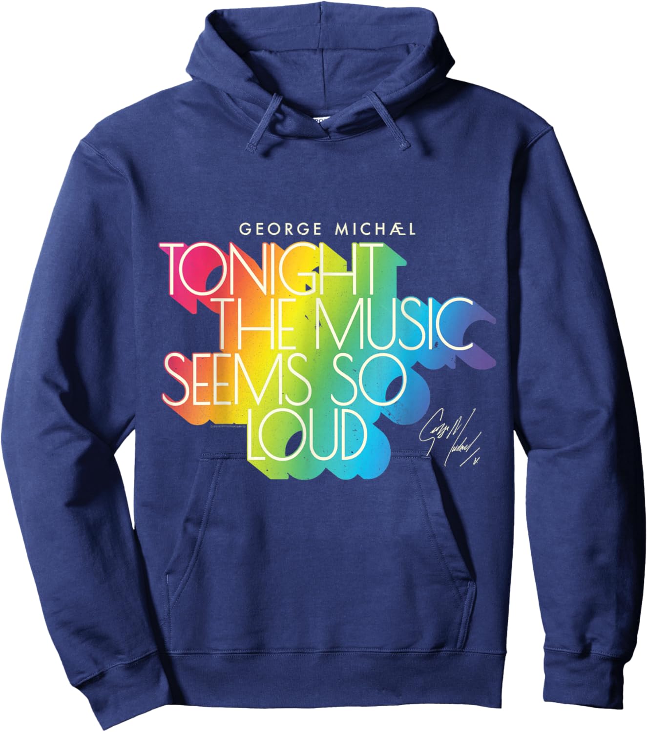 George Michael Tonight the Rainbow Retro Rainbow , Black, S Hoodie - Hoodie | Navy