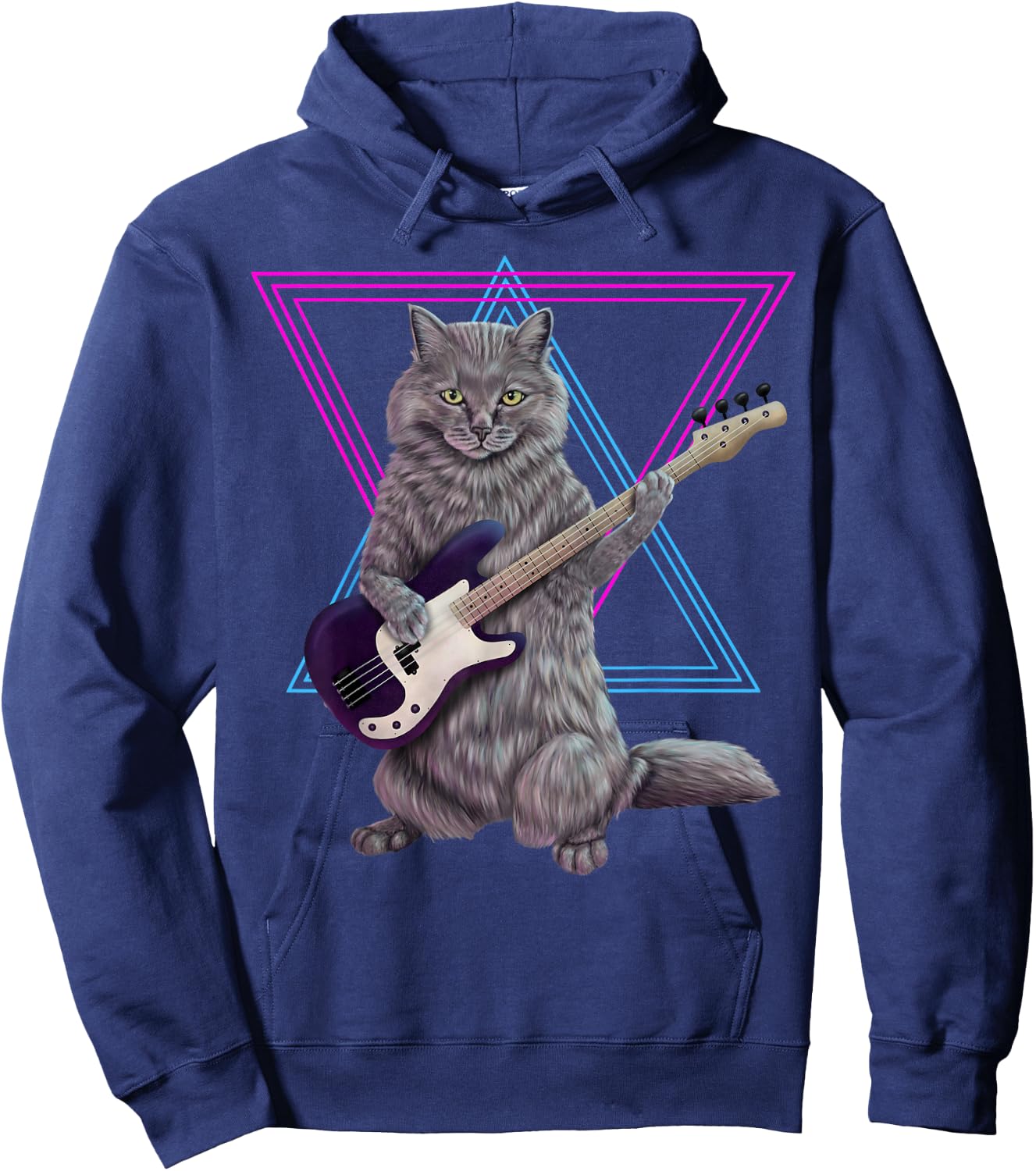 Basskatze - Rockkitty on a Bass Guitar Hoodie - Hoodie | Navy