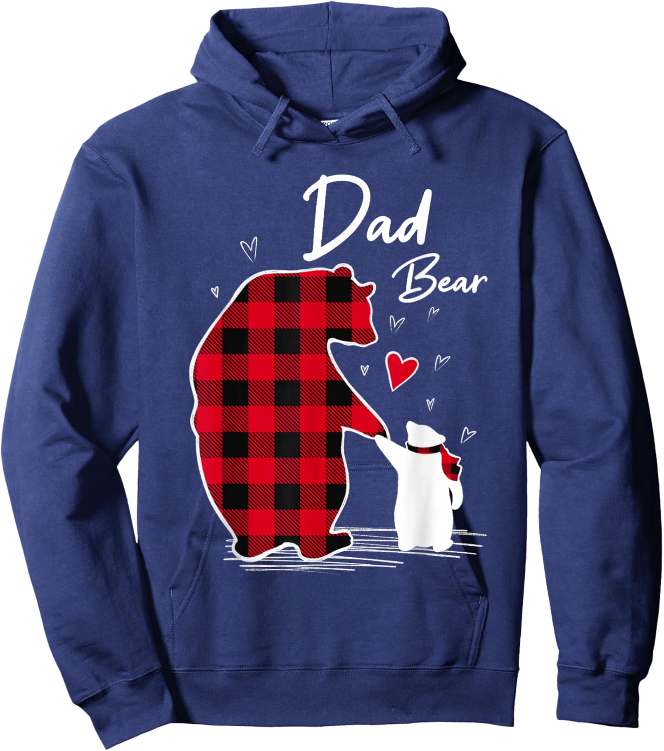 Dad Bear Christmas Pajama Red Buffalo Plaid Hoodie - Hoodie | Navy