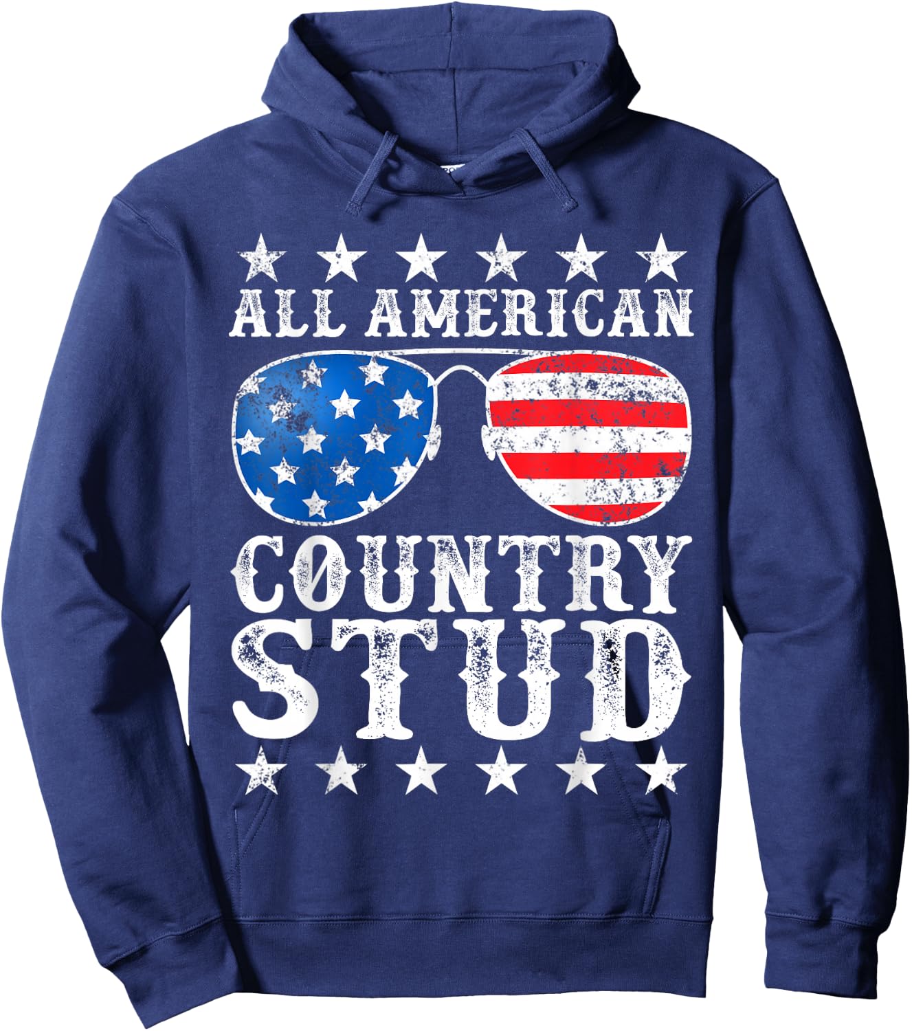 All American Stud Boy Country 4th of July USA Flag Gift Hoodie - Hoodie | Navy
